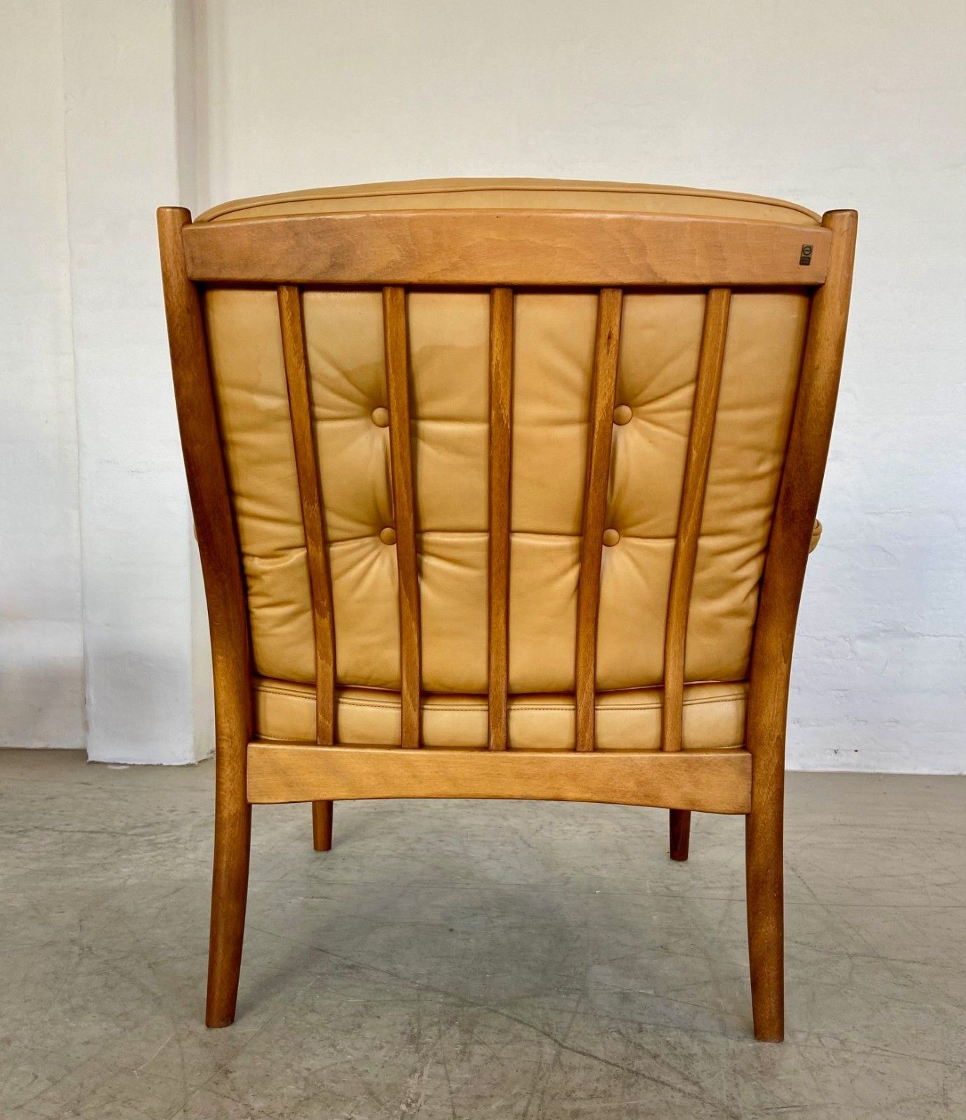 photo vinterior Vintage Mid Century Light Tan Leather Lounge Chair By Göte Möbler 1970,S