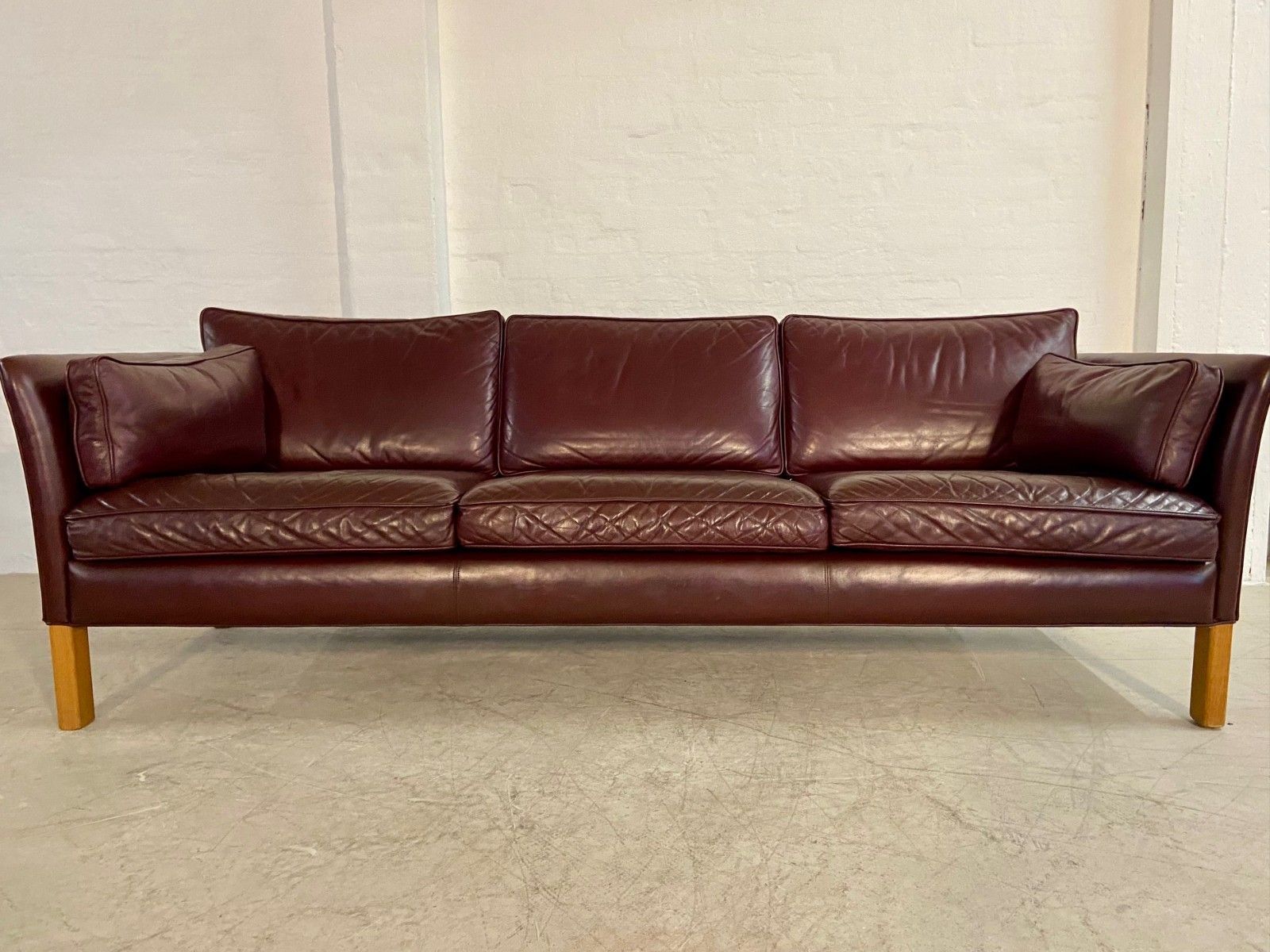 Mid Century Modern Arne Norell Swedish Burgundy Leather Sofa – 1960s photo furniture