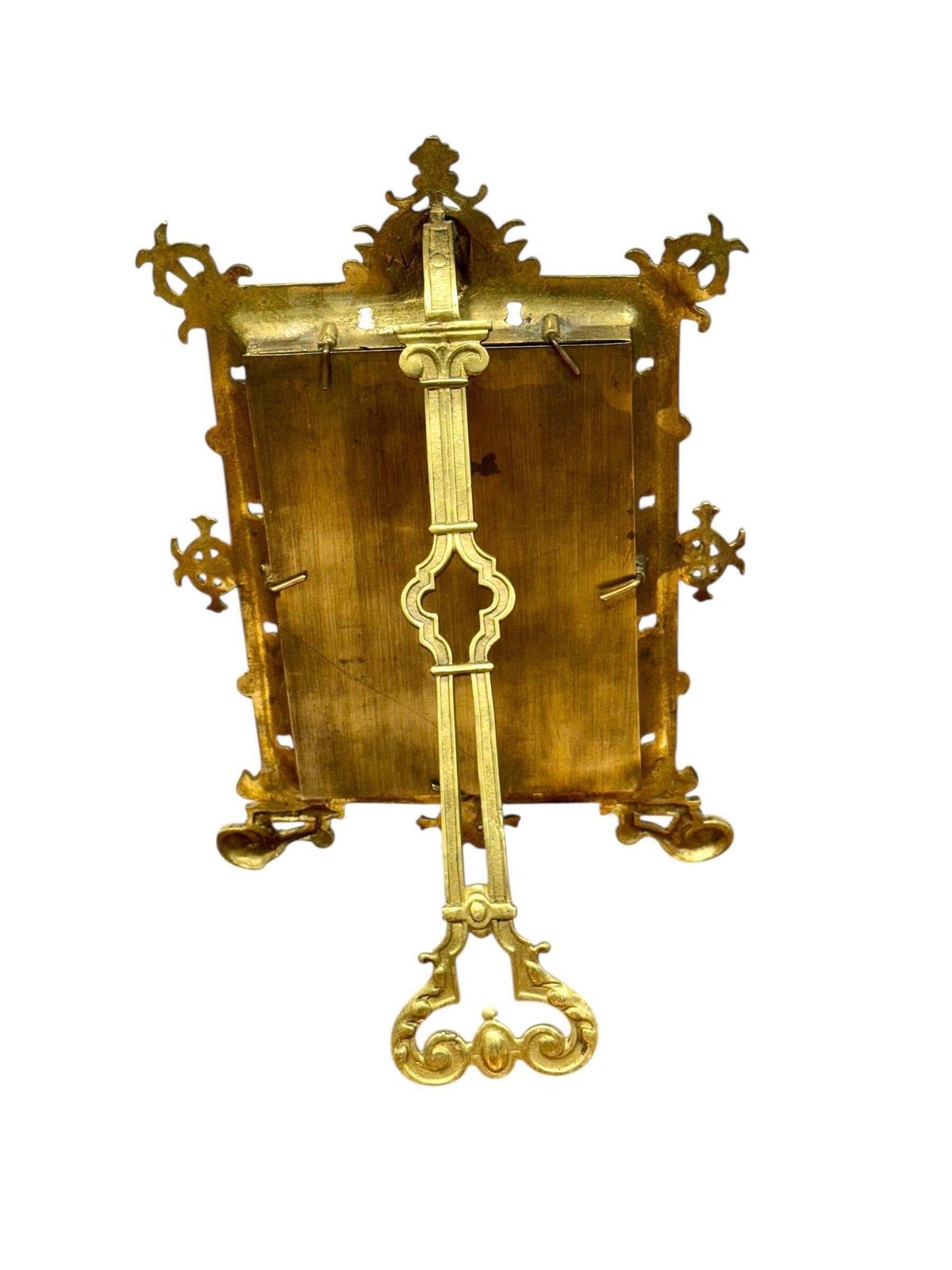 998.0 Ornate 19th Century Gilt Bronze Tabletop Frame With Cherub Motif photo