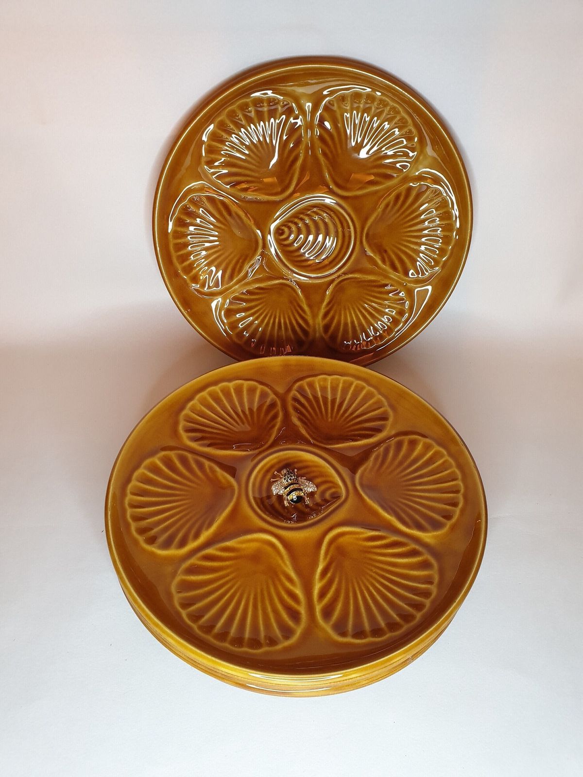 Vintage keramische oesterplaten, schaal voor zeevruchten, Thanksgiving Table photo 119.62