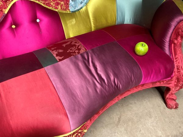 photo for sale Antique Bespoke Covered Statement Patchwork Sofa