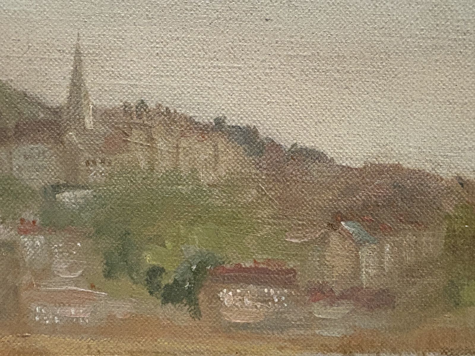 Oil On Canvas Landscape Of The Coast Of Scarborough Late 19th Century photo for sale