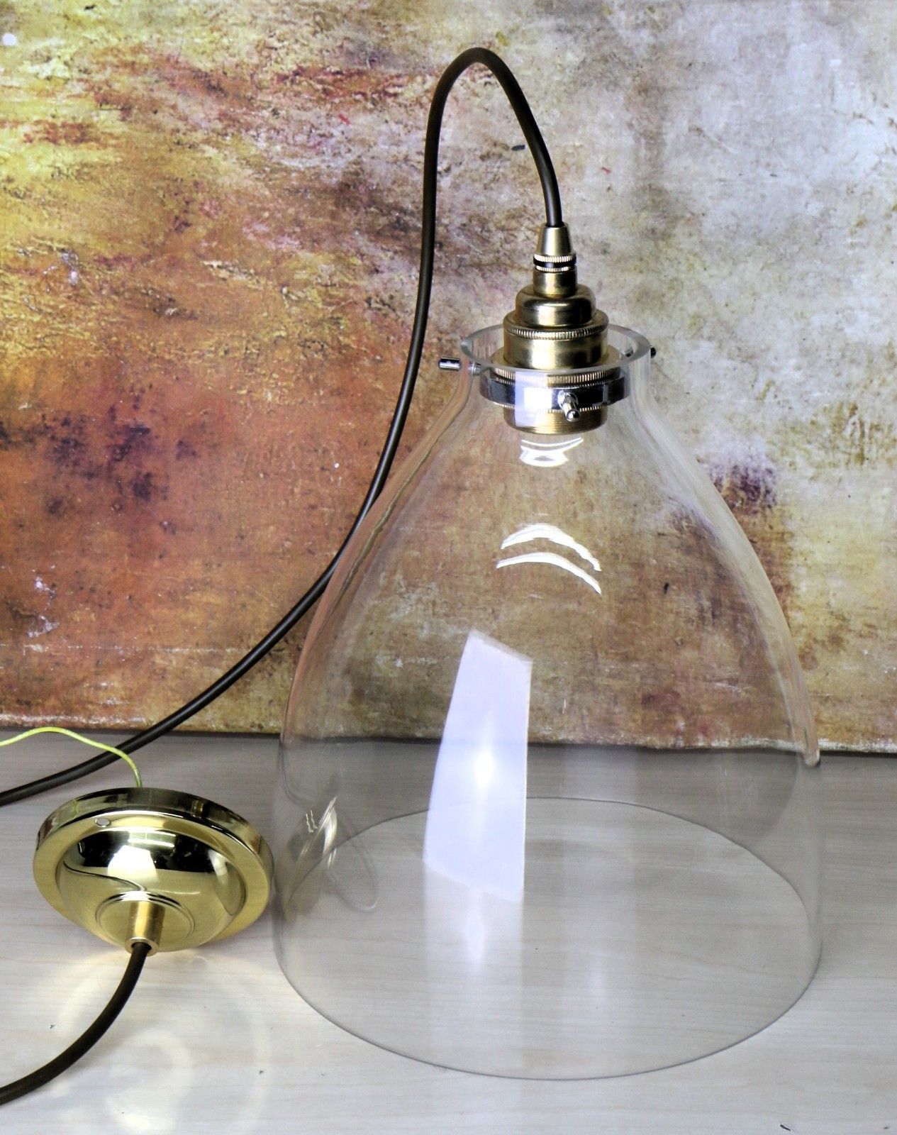 Ceiling Light Vintage Habitat Clear Glass Pendant Lampshade Bright Clear Glass