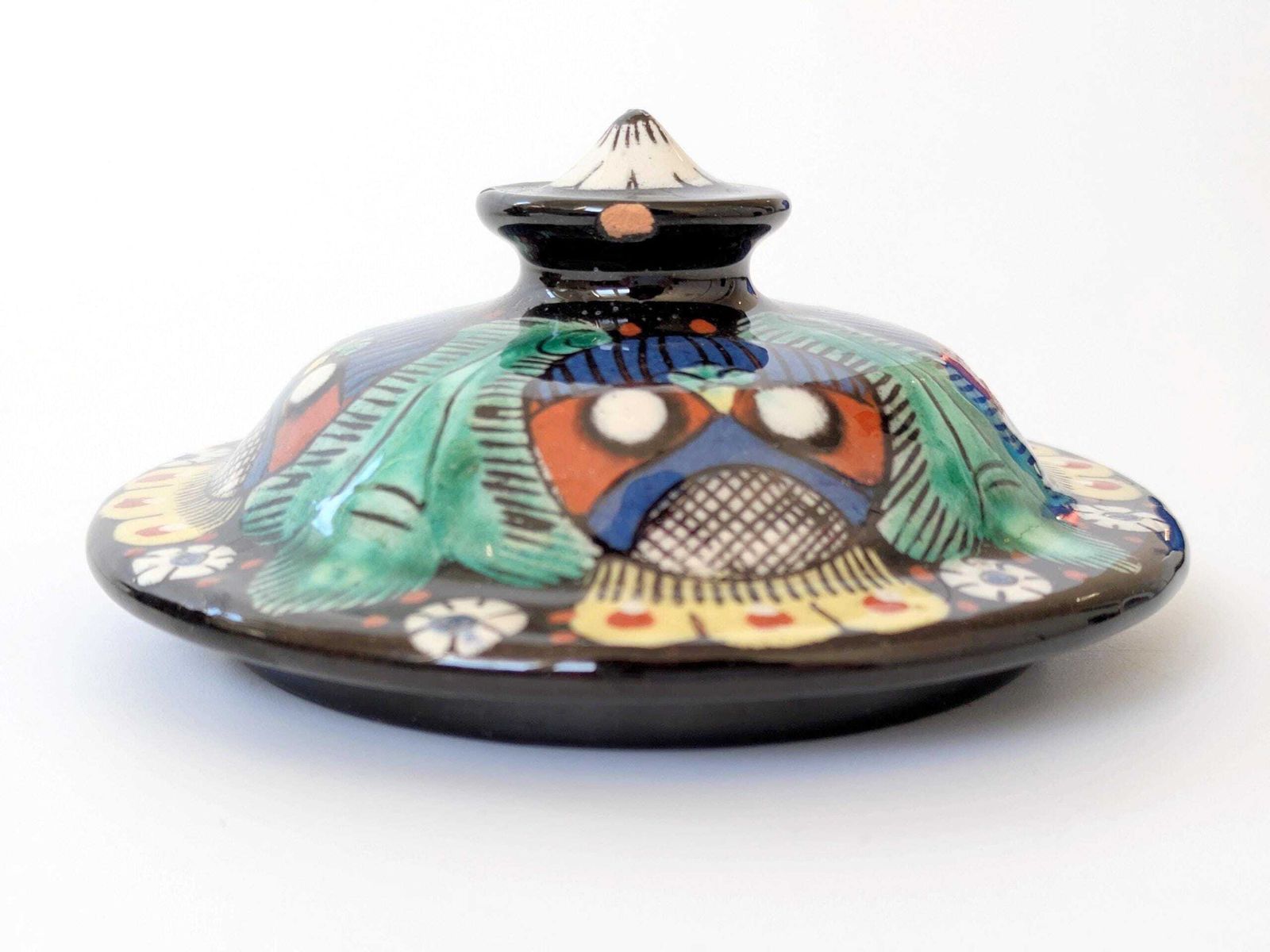 Home Decor Early 20th Century Arts & Crafts Majolica Pedestal Lidded Box, Thoune Switzerland, Satisfactory photo