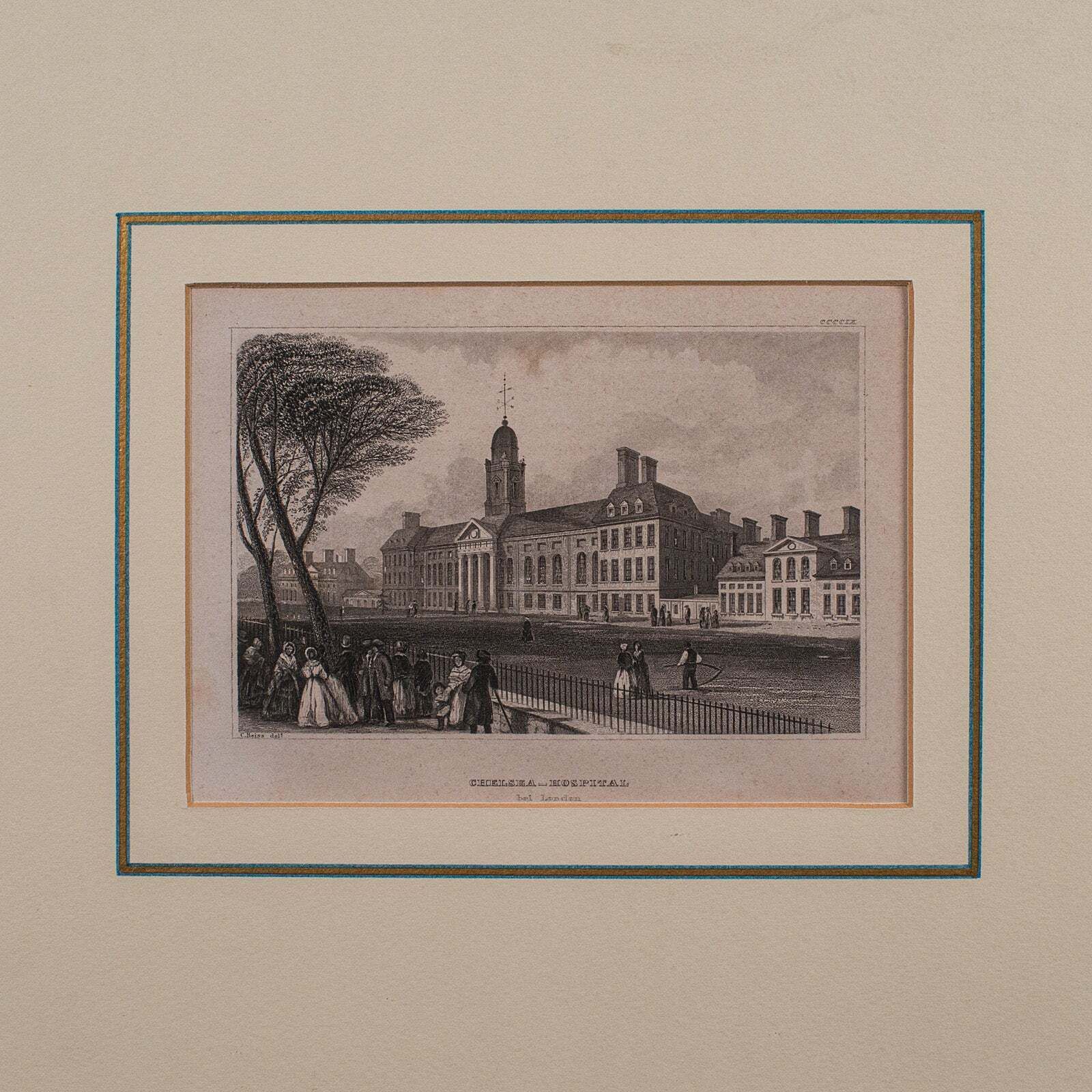 Antique Chelsea Hospital Picture, Framed Engraving, Art, Medical Interest, 1900 photo Art