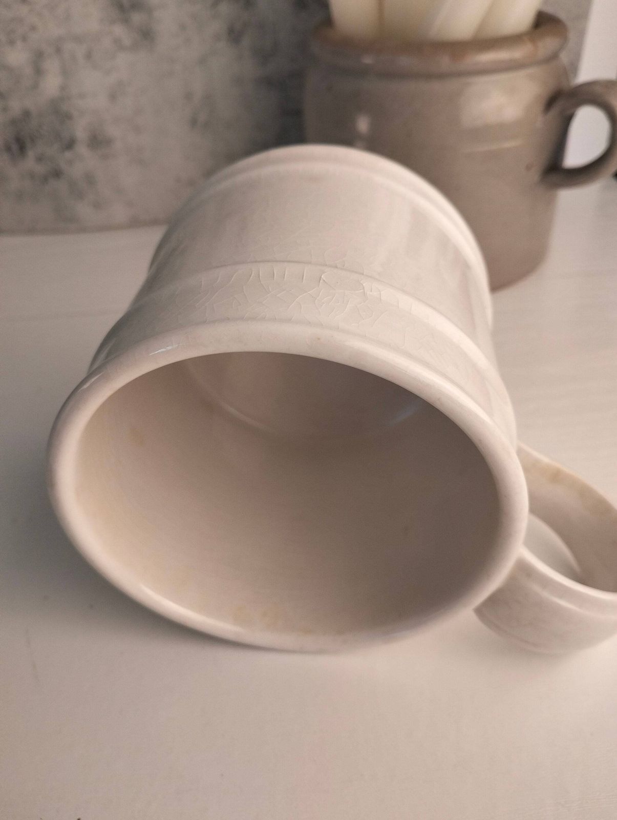 Vintage Portmeirion Witte Keramische Mokken, Susan Williams Ellis Meridian Serie photo Woonaccessoires
