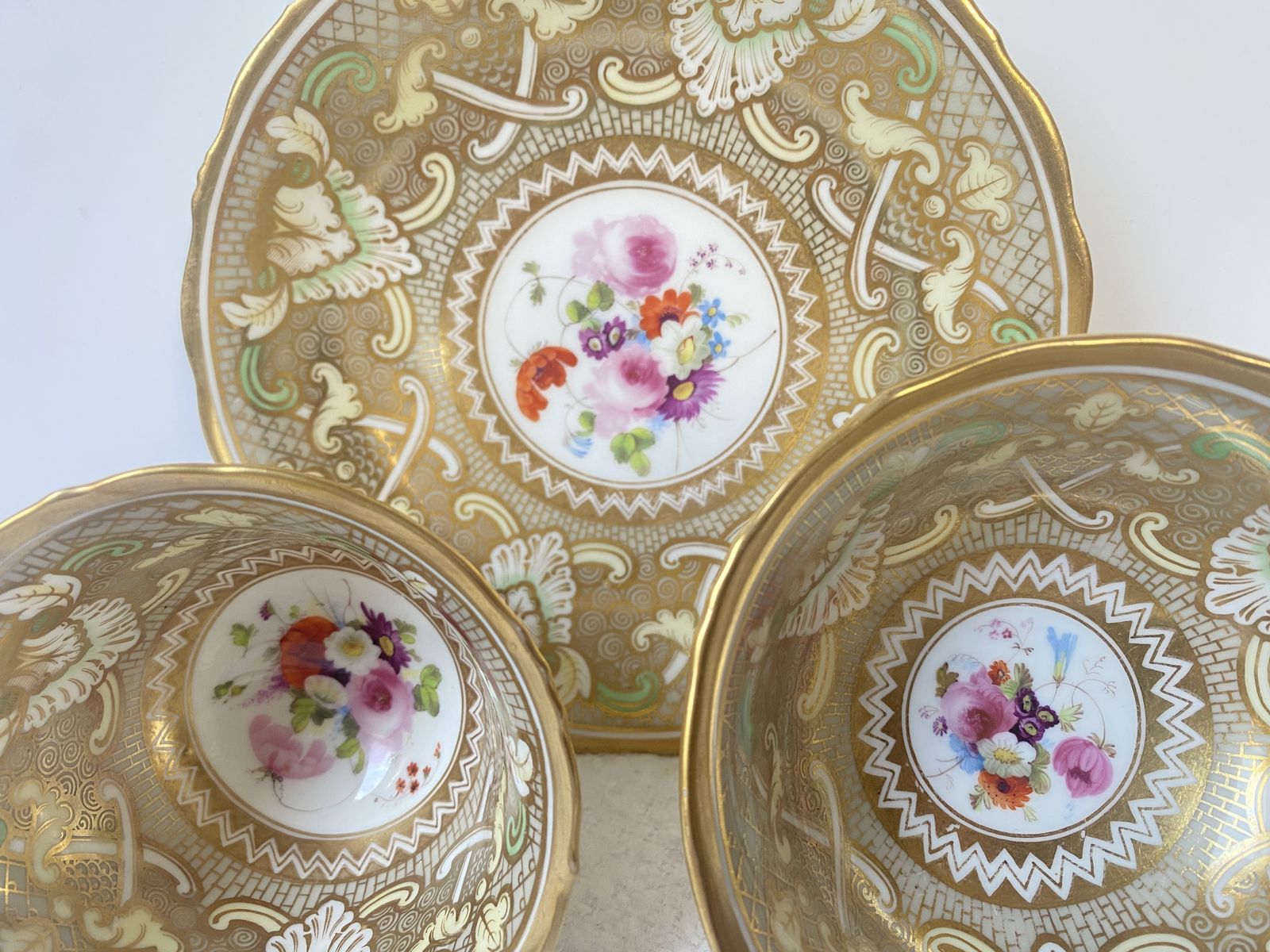 Victorian Trio Of Heavily Gilded China photo furniture