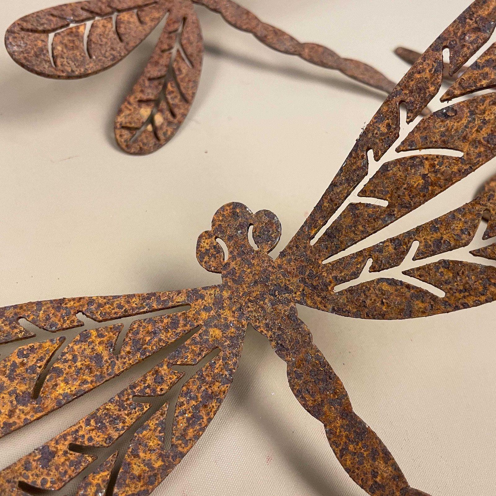 Rustic Metal Dragonfly Garden Decor Set Of 3 Weathered Outdoor Art Wall Sculpture Patio Yard Ornament Insect Summer photo for sale