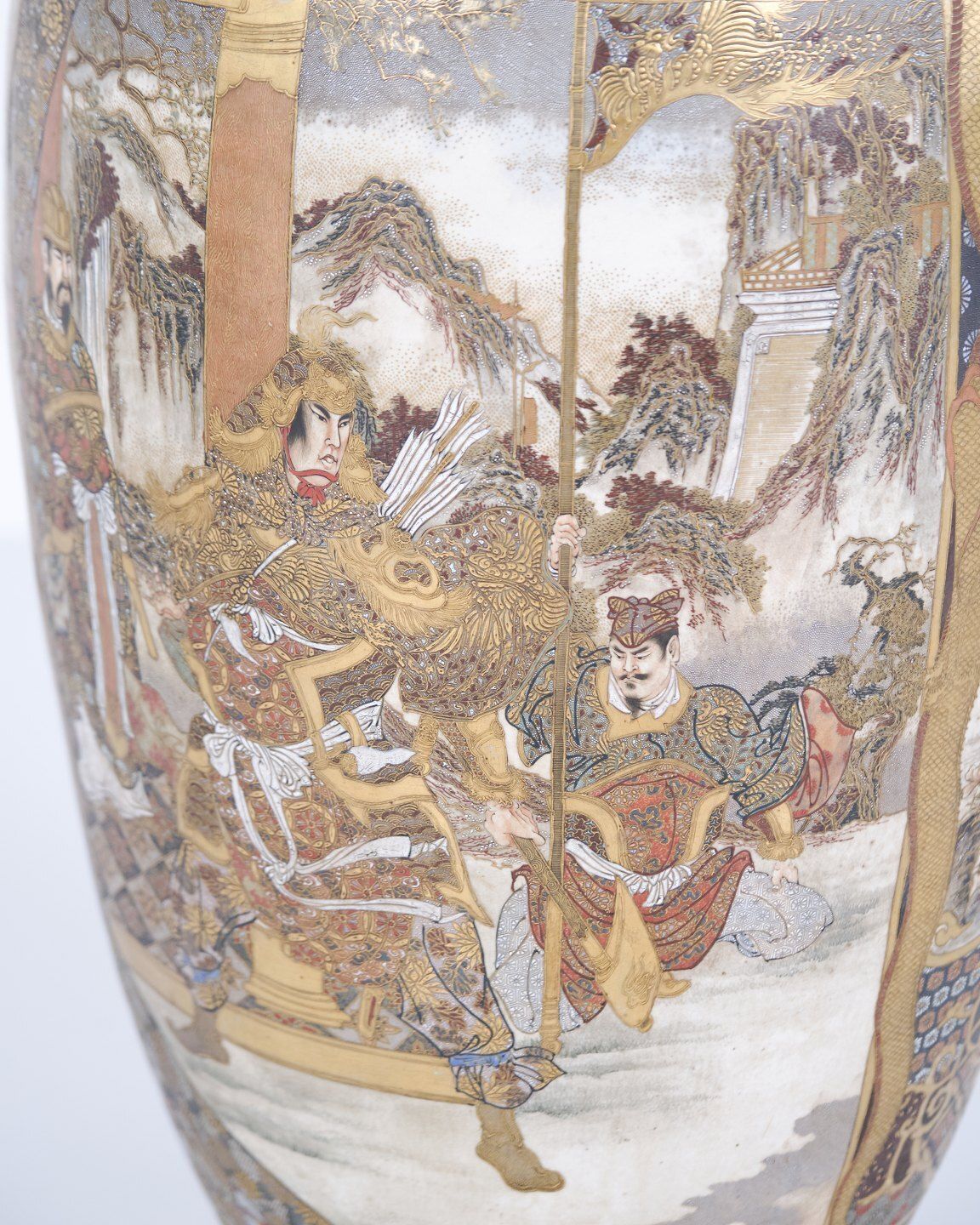 A Pair Of Rare Large Japanese Satsuma Vases – Porcelain – Hand Painted Motifs – Meiji Period (1868–1912) photo vinterior