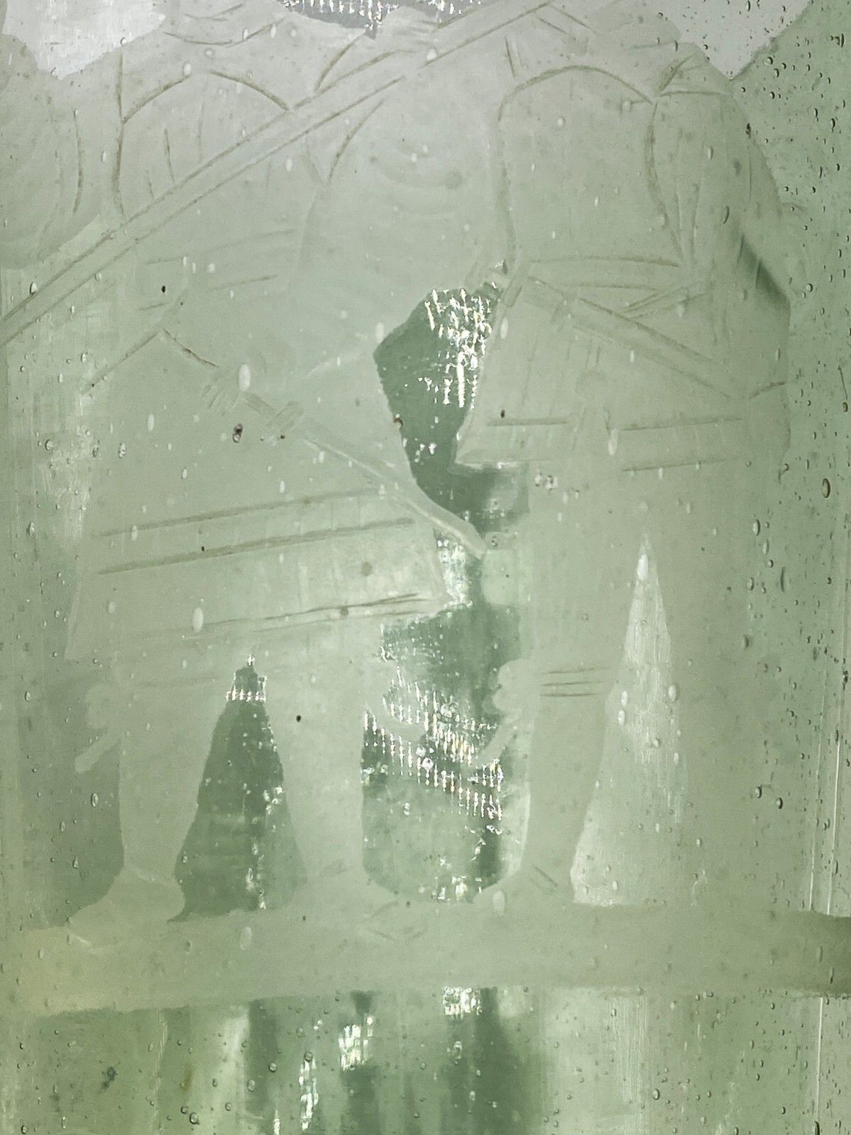 Home Decor Large Superb 18thc Hand Blown Engraved Green Glass Beaker Vase Circa 1760 photo