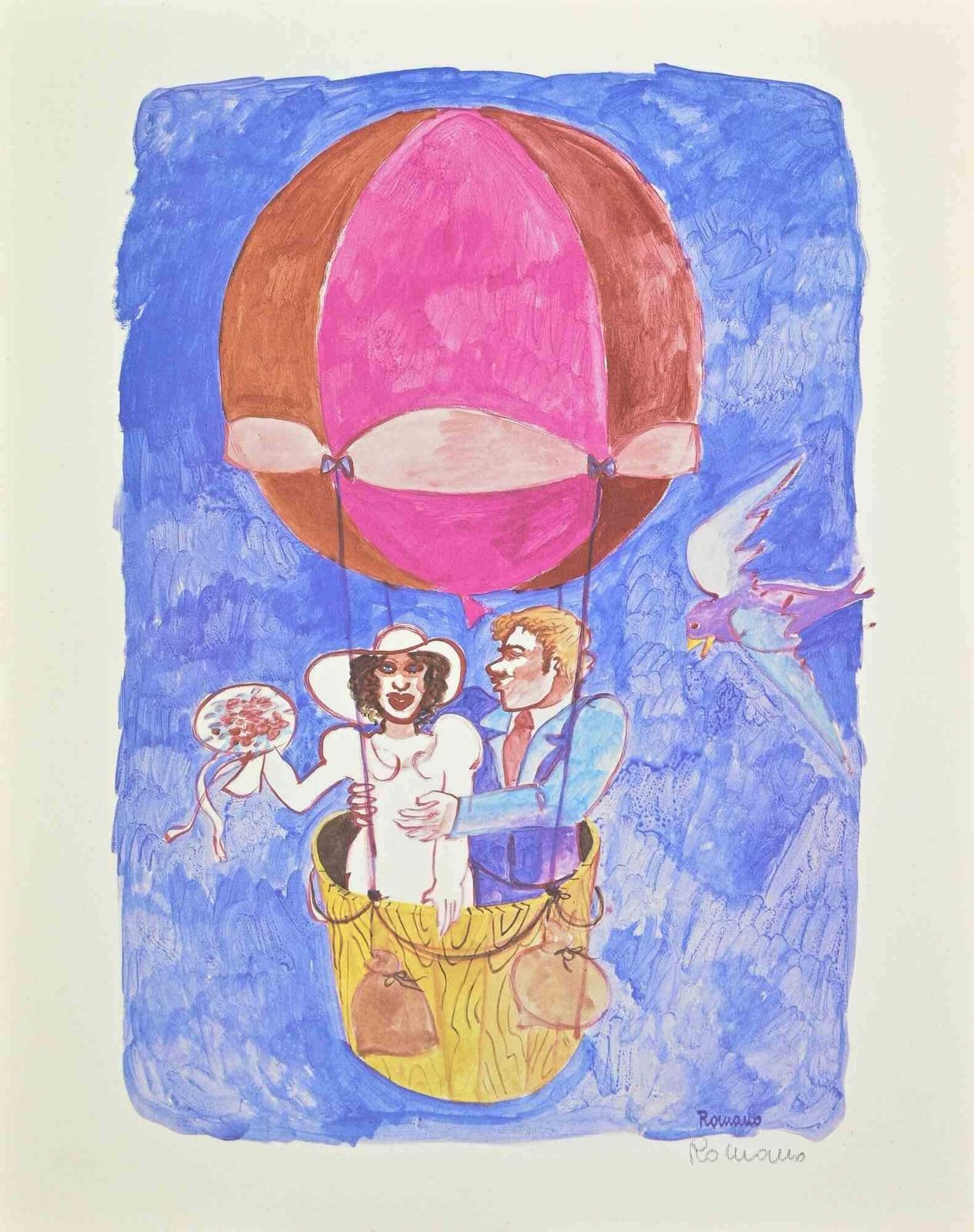 Daniela Romano A Meeting In The Air   Lithograph By Daniela Romano   1990s 1990s
