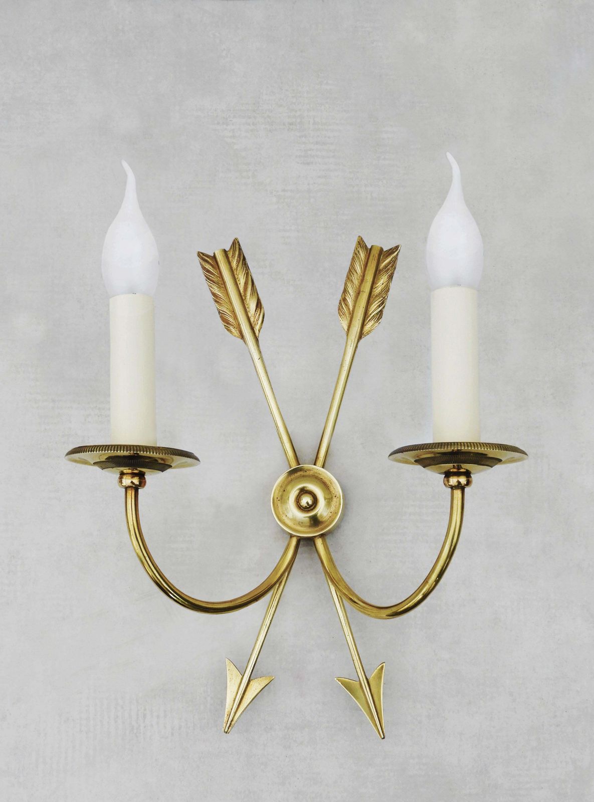 Pair Of Neoclassical Crossed Arrow Wall Light Sconces Mid Century France C1960 photo 2148.0
