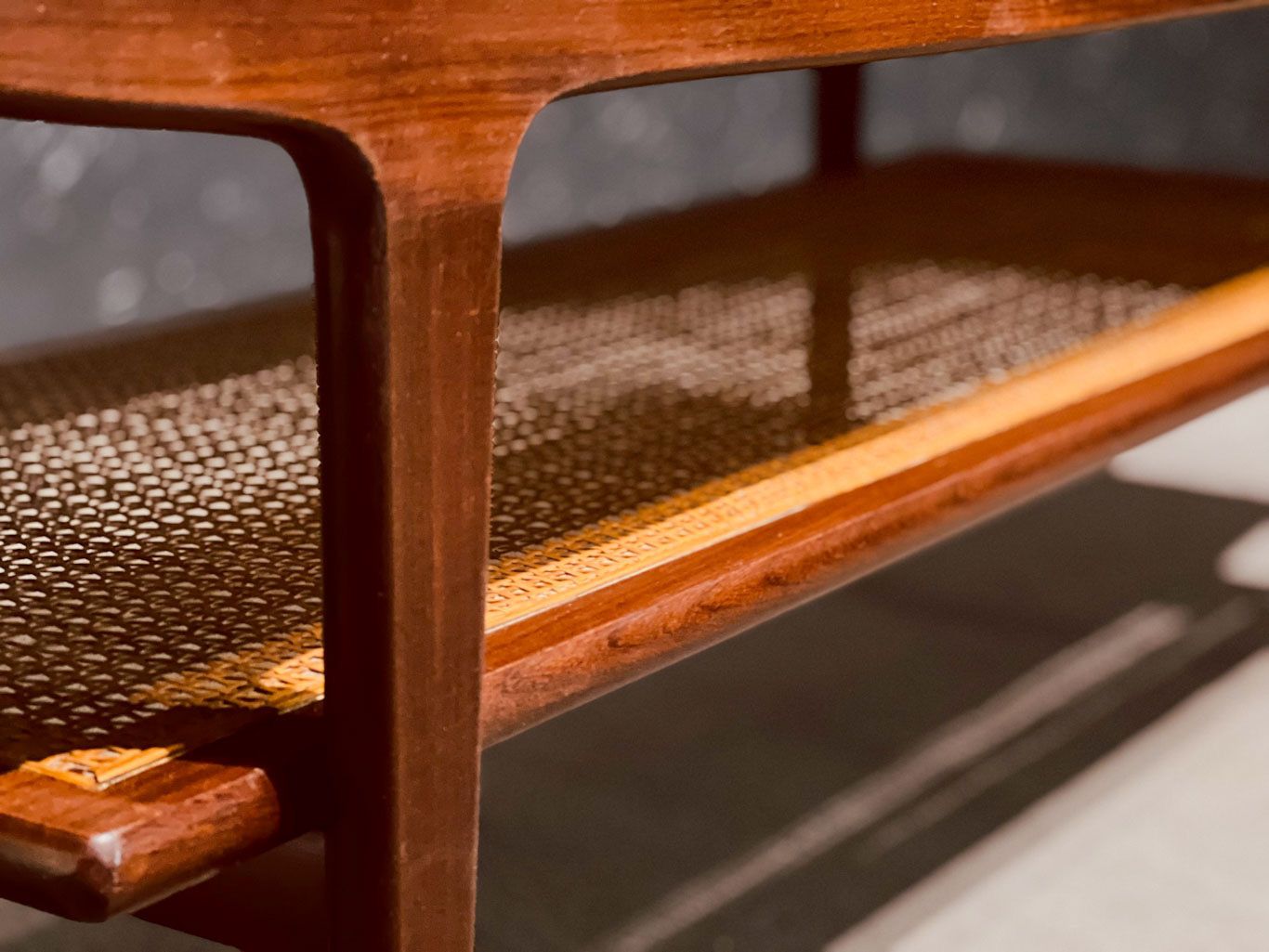 photo furniture Teak Coffee Table By A Younger With A Rattan Rack