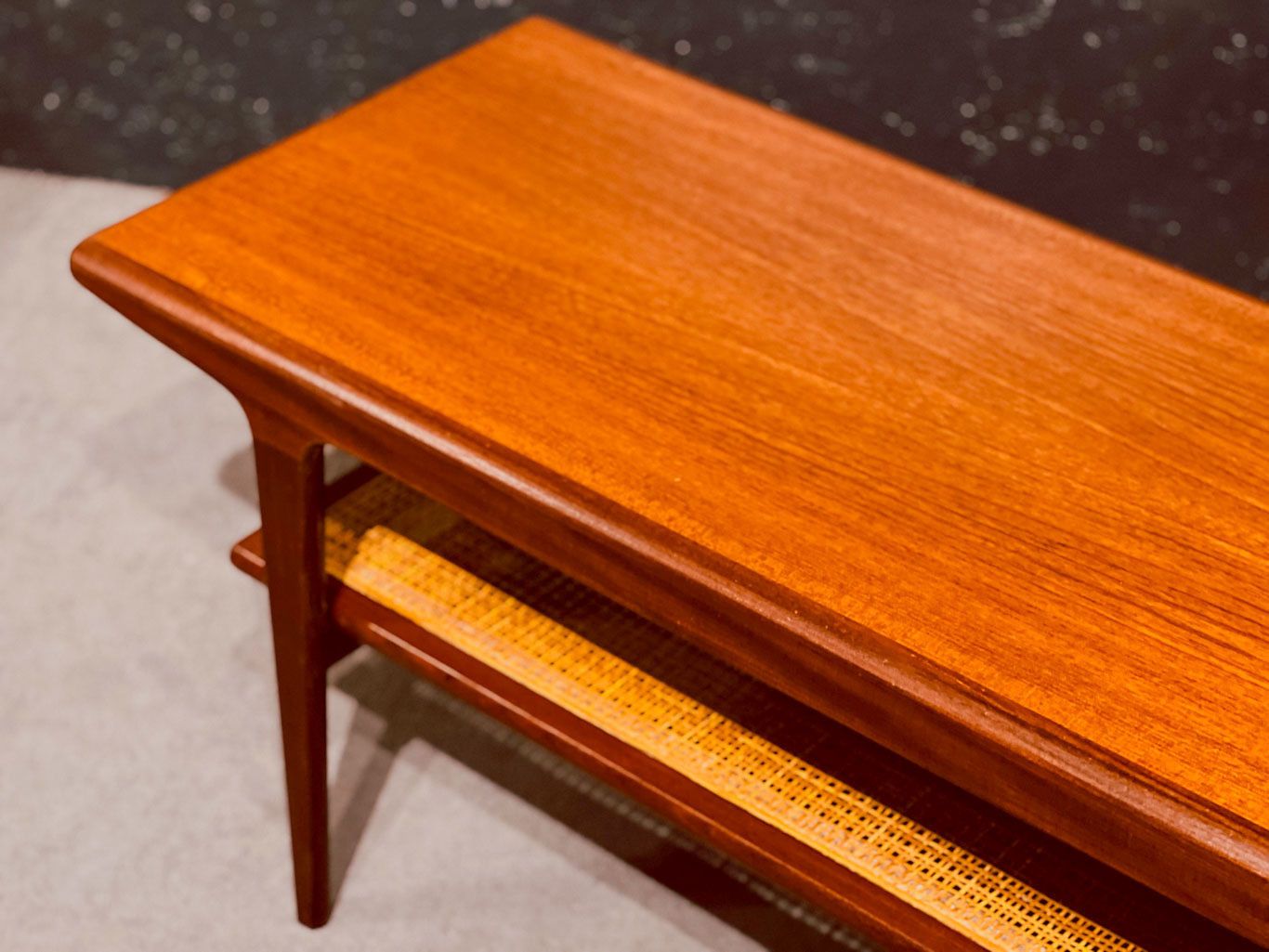 800.0 Teak Coffee Table By A Younger With A Rattan Rack photo