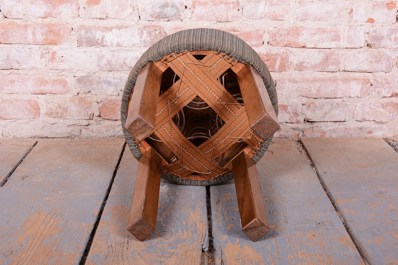 Restored Art Deco Stool, Walnut, Revived Polish, Reupholstered, Czech, 1920s photo vinterior