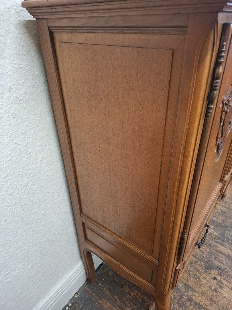 Vintage French Louis XV Style Oak Carved Linen Cupboard photo buy