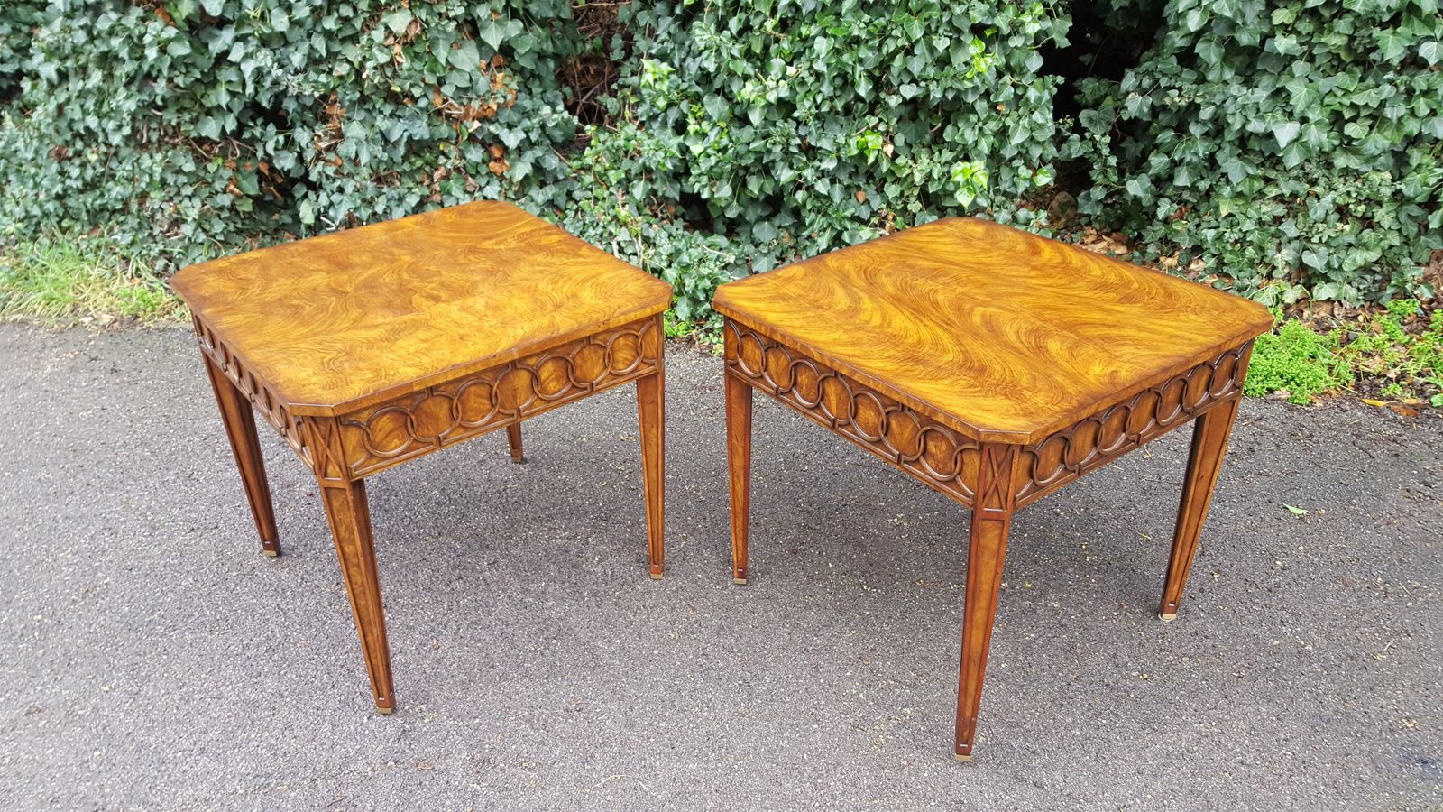 Large Pair Of Theodore Alexander Mahogany Lamp Tables photo furniture