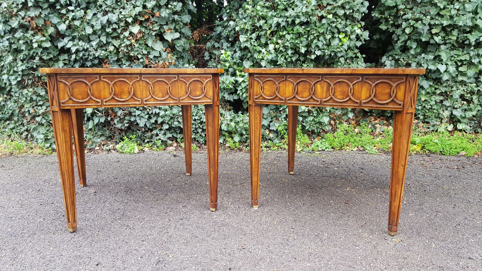 Large Pair Of Theodore Alexander Mahogany Lamp Tables photo Furniture