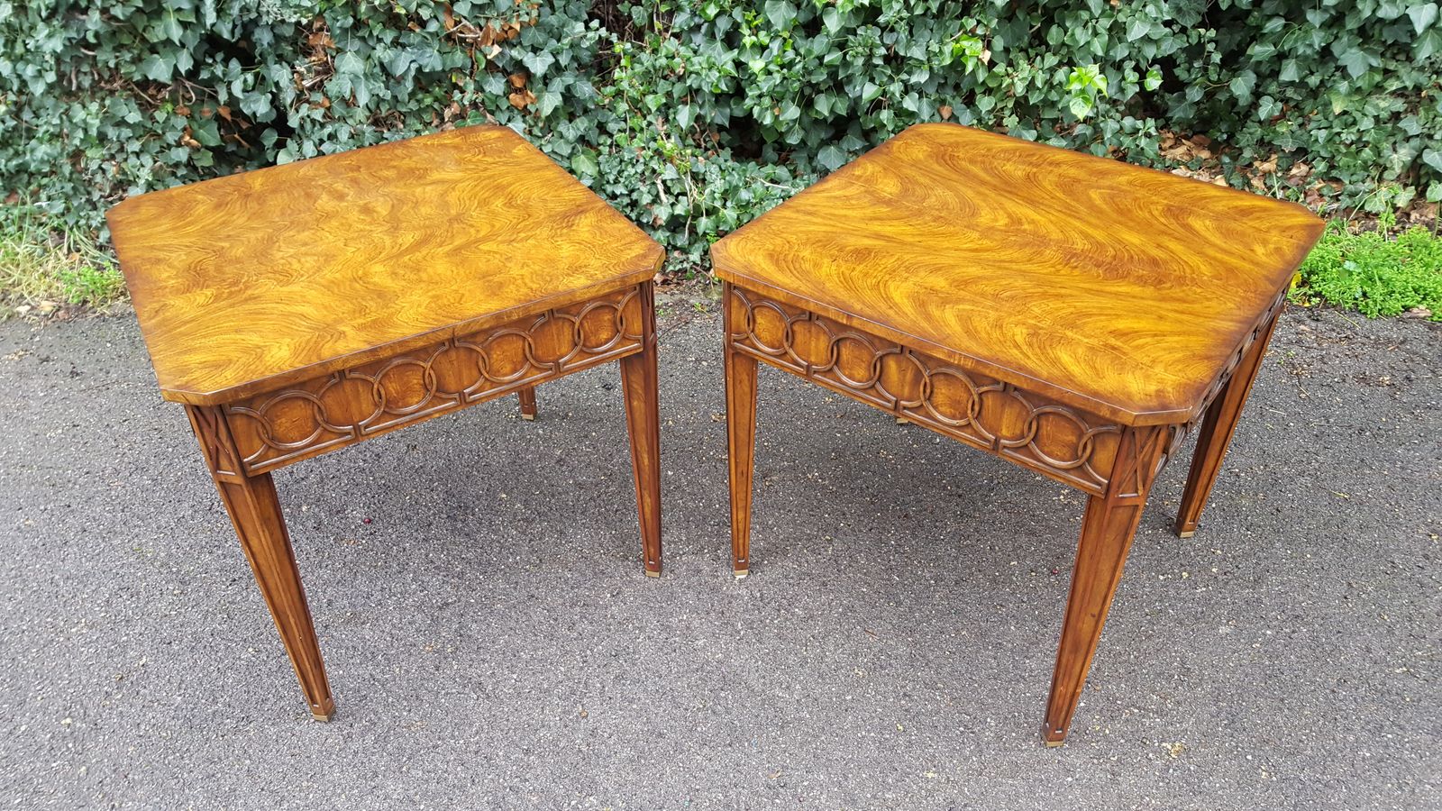 Large Pair Of Theodore Alexander Mahogany Lamp Tables
