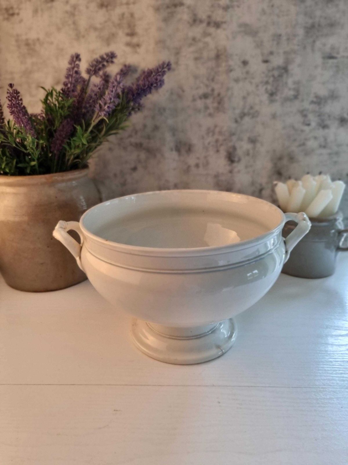 Antique French Ironstone Tureen   Creil & Montereau Serving Bowl