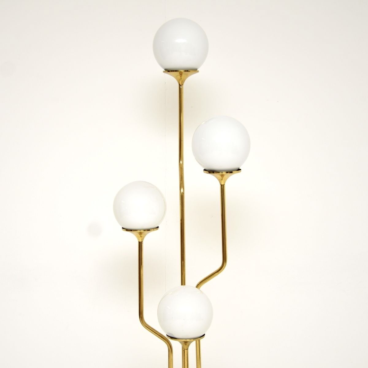 Vintage Italian Brass And Opaline Glass Floor Lamp By Goffredo Reggiani photo for sale