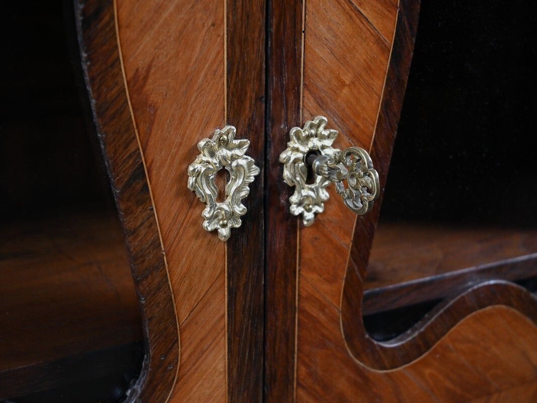 Display Cabinet In Marquetry Of Precious Woods, Louis XV Louis XVI Transition Style – First Half Of The 19th Century photo vintage