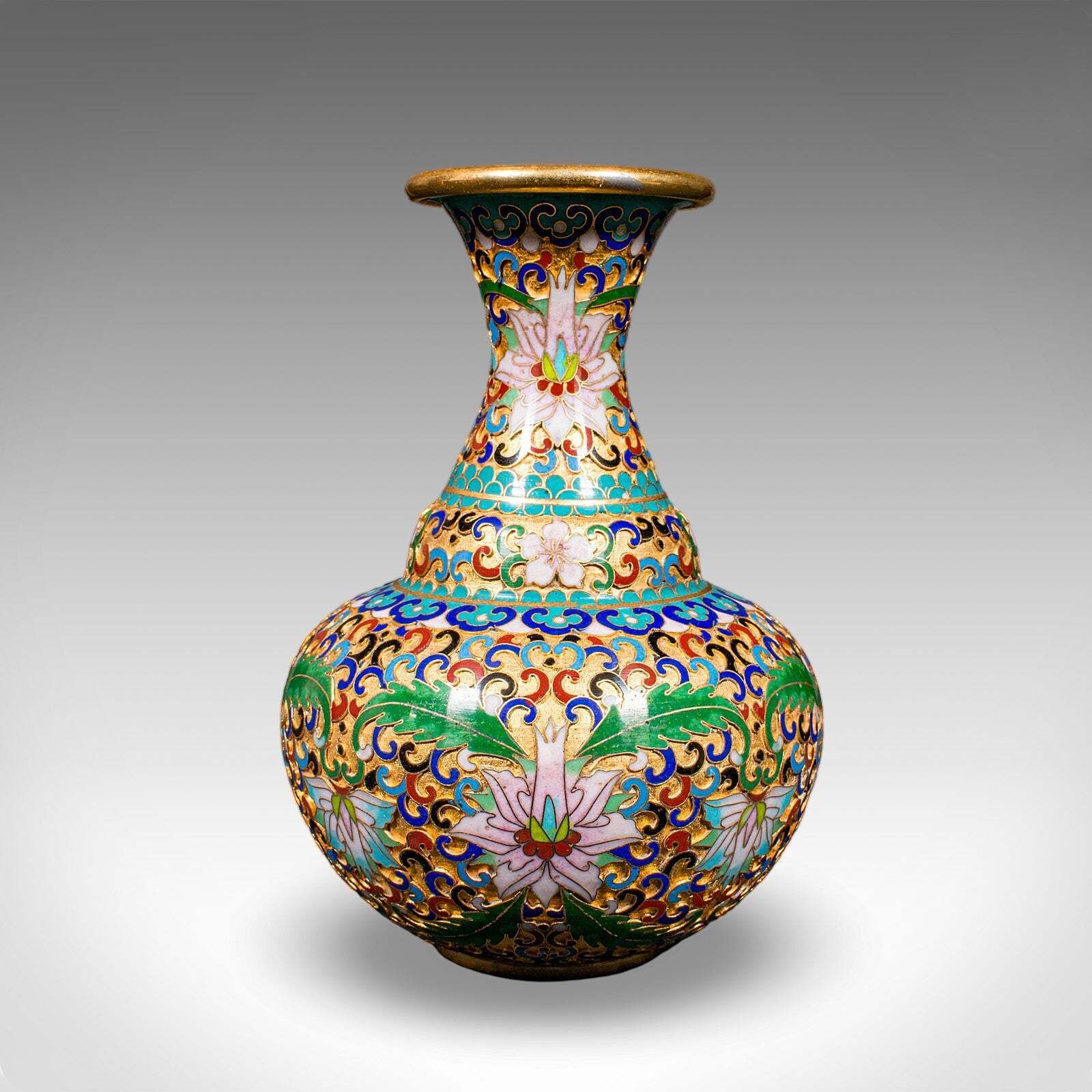 photo furniture Pair Of Small Vintage Baluster Form Vases, Oriental, Cloisonne, Posy Urn, C.1970