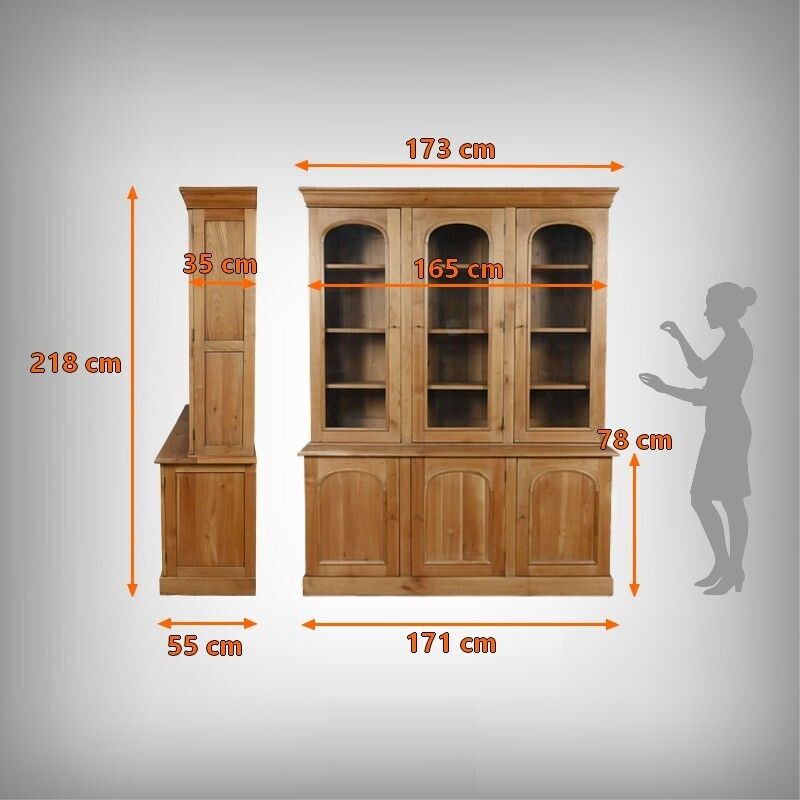 photo buy Two Part Bookcase In Light Cherry Wood, Louis Philippe Style – 20th Century