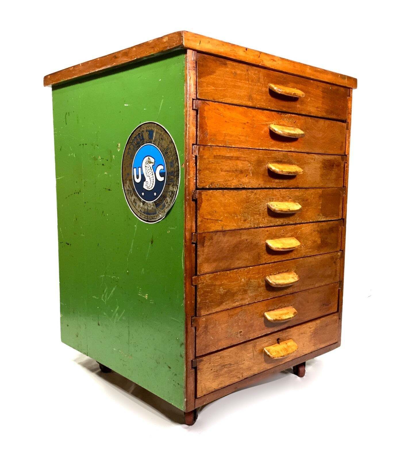 Antique Industrial Wooden Filling Cabinet / Storage Drawers Cabinet C.1930 photo furniture