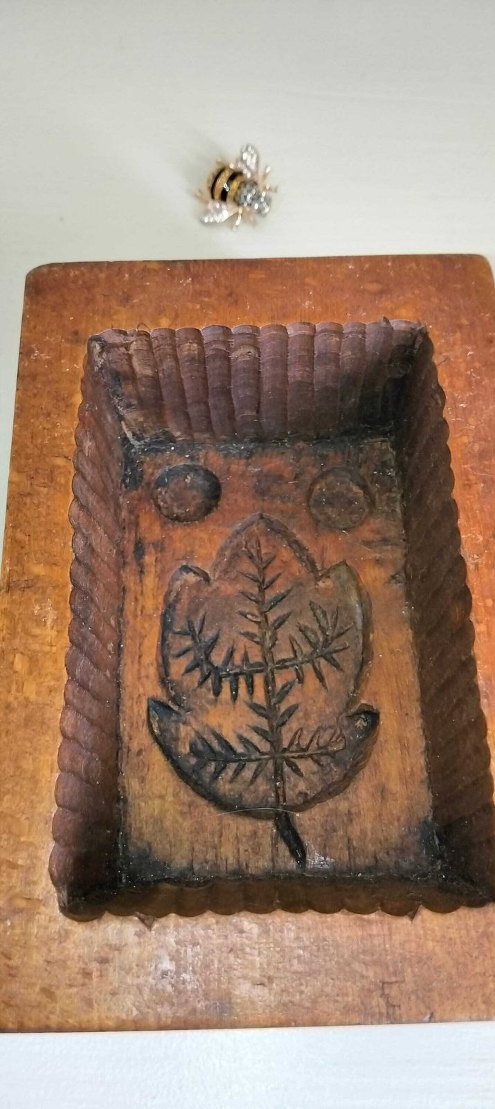 Antique French Wooden Butter Mold, Farmhouse Kitchen Decor