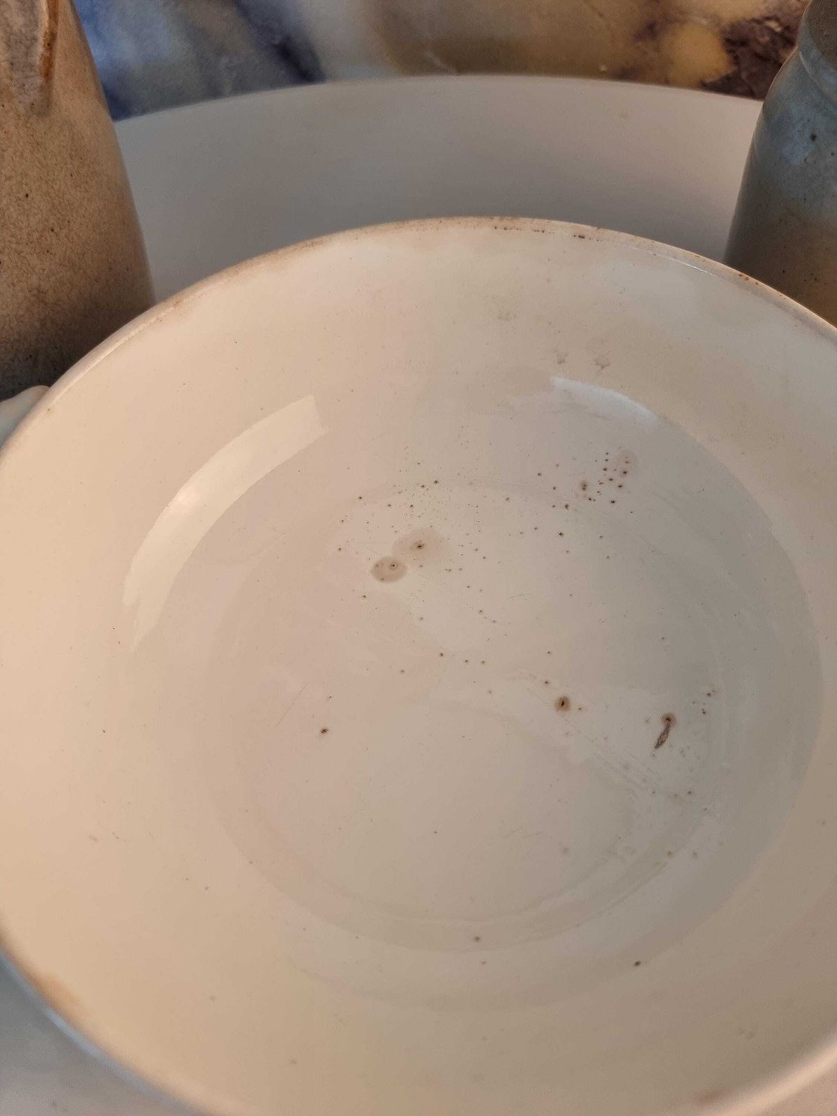 Antique Lidded Serving Casserole / Vegetable Dish In White   French Country Farmhouse Decor photo vinterior