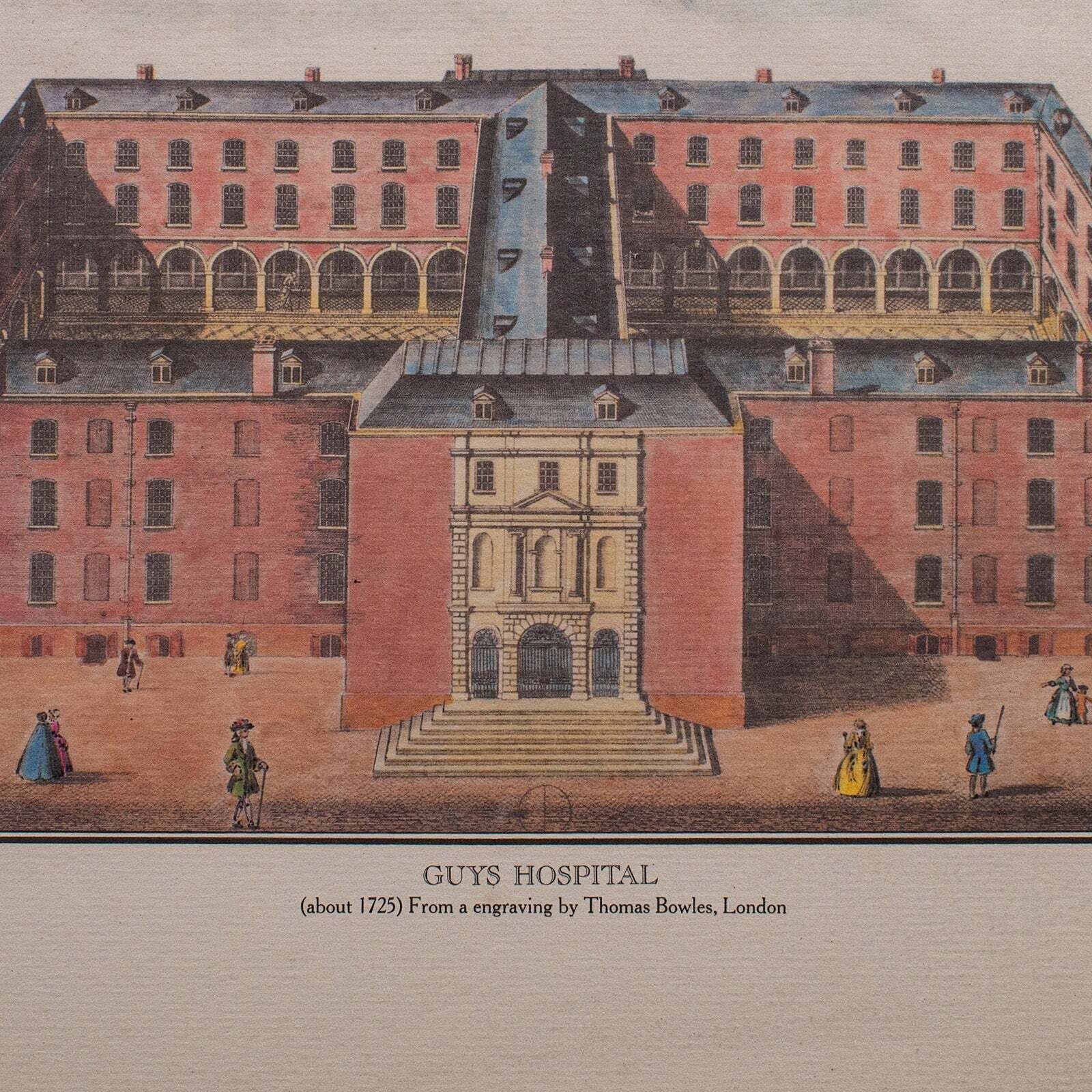 Vintage Guy's Hospital Desktop Picture, Engraving Print, Art, After 18th Century photo buy