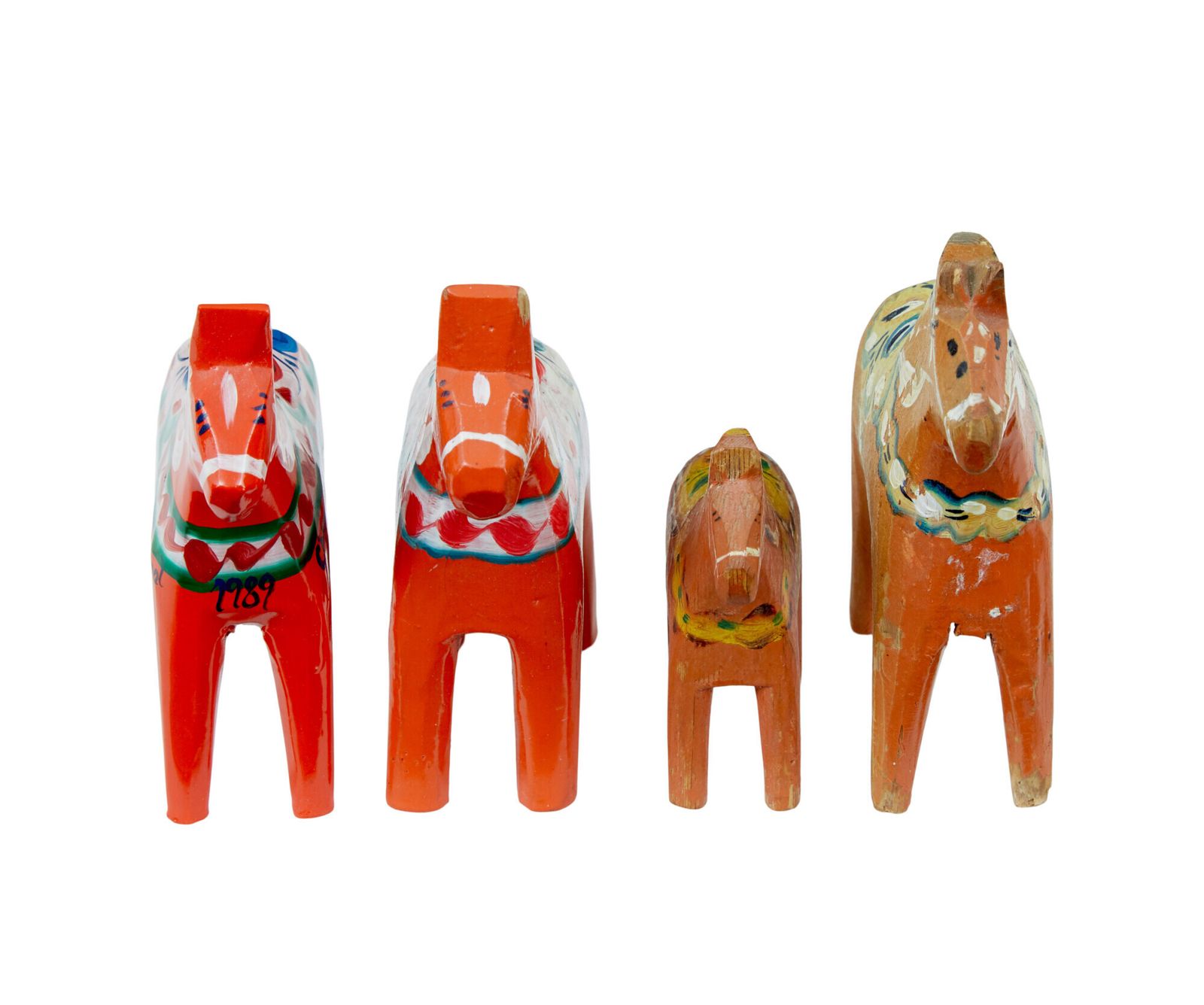 Swedish Set Of 12 Traditional Hand Painted Dala Horses photo for sale