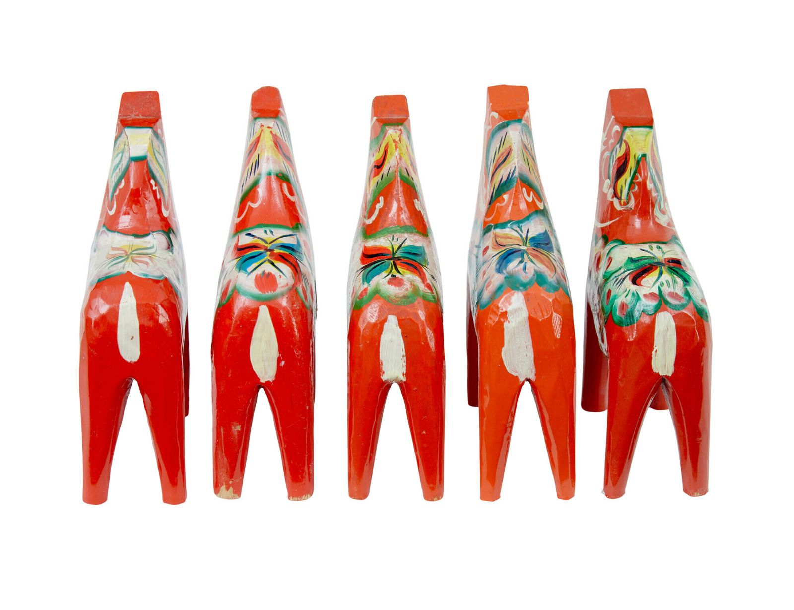 Swedish Set Of 12 Traditional Hand Painted Dala Horses photo 1095.0