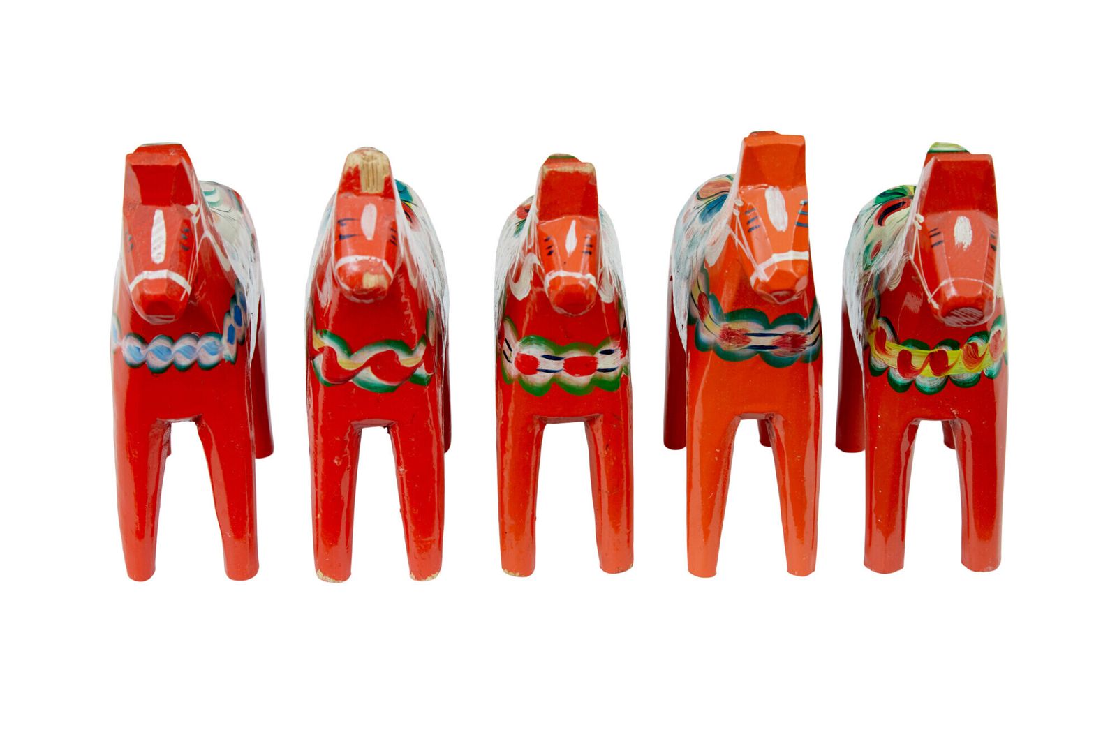 Swedish Set Of 12 Traditional Hand Painted Dala Horses photo vinterior