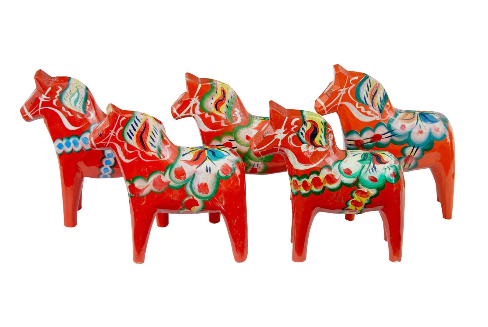 Swedish Set Of 12 Traditional Hand Painted Dala Horses photo buy