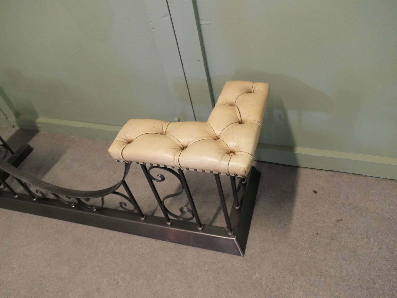 Polished Steel Wrought Iron And Leather Club Fender photo 2700.0