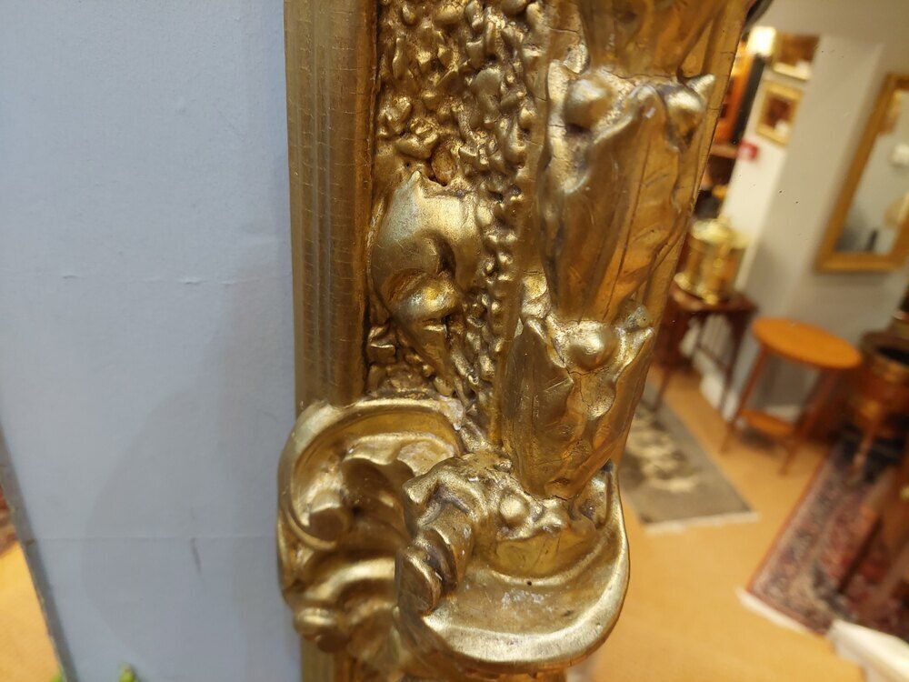 19thc Giltwood & Sand Moulded Gesso Framed Mirror photo vinterior