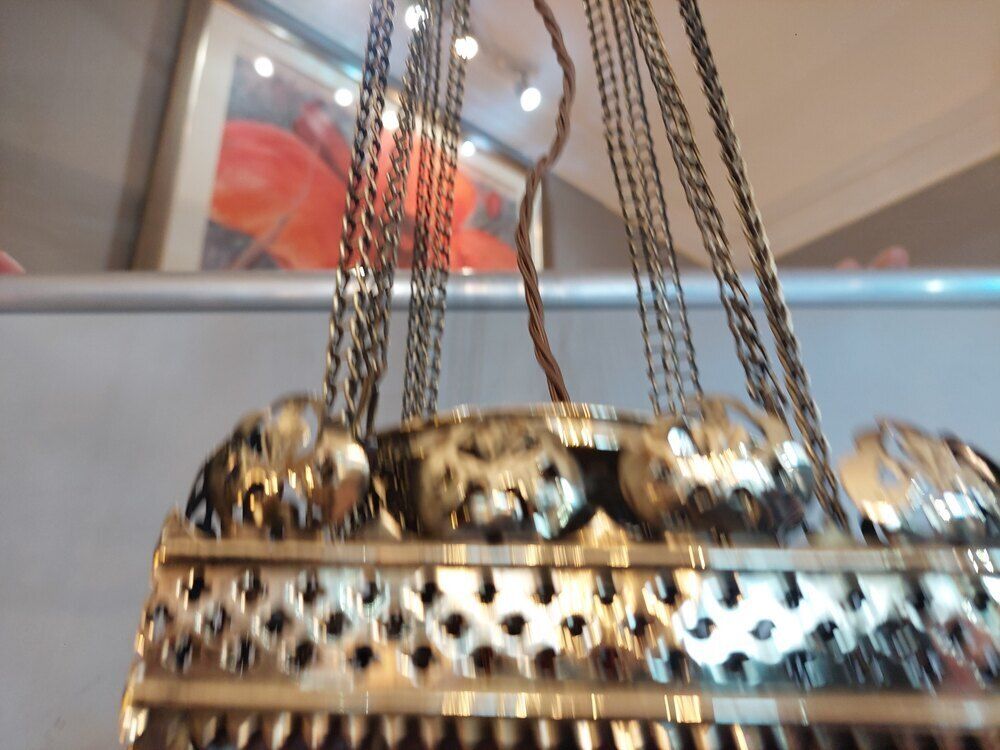 Victorian Brass And Coloured Glass Lantern photo Lighting