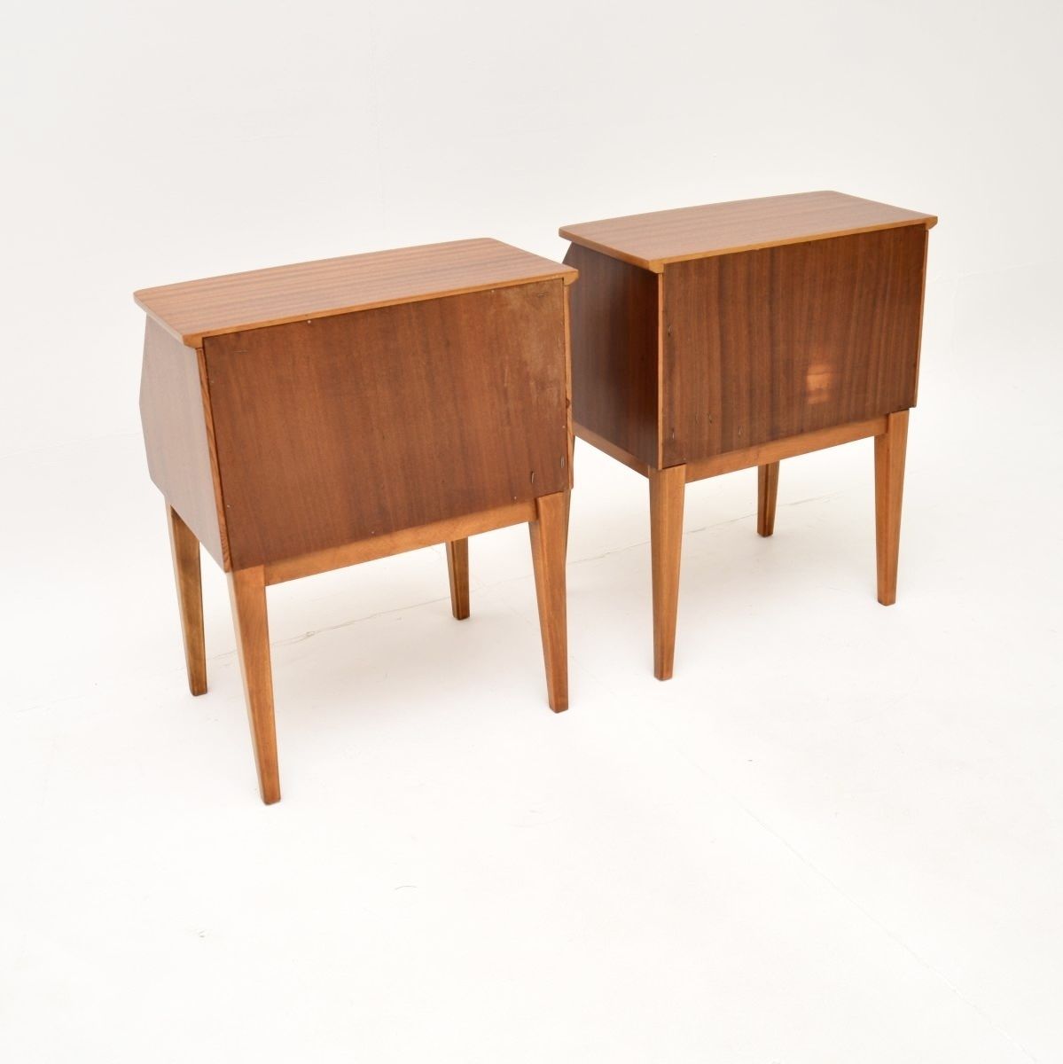 photo for sale Pair Of Vintage Swedish Inlaid Mahogany Bedside Cabinets