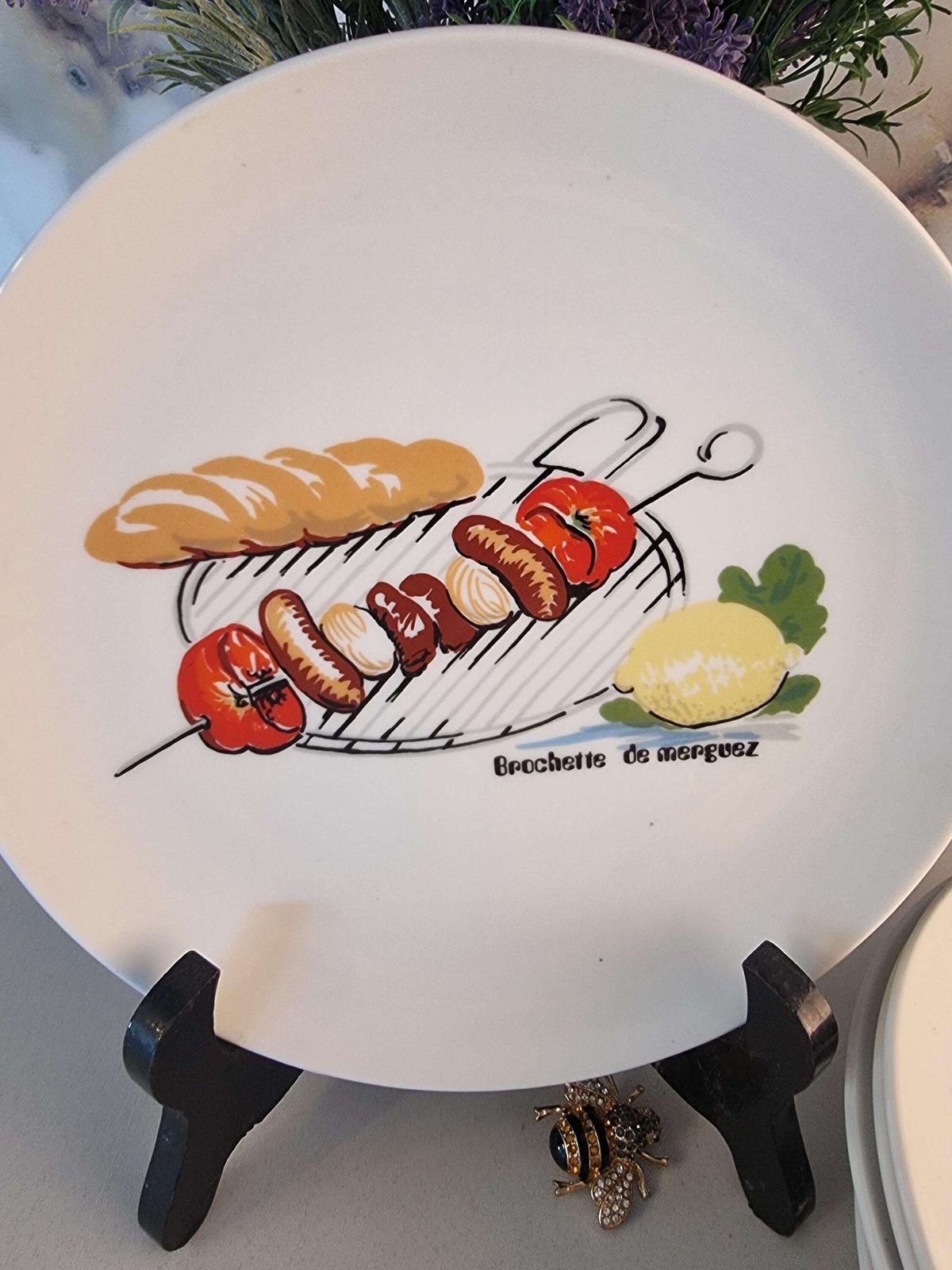 Vintage French Bruschetta Plates   Ateliers De La Cigogne, Set Of 6 photo furniture