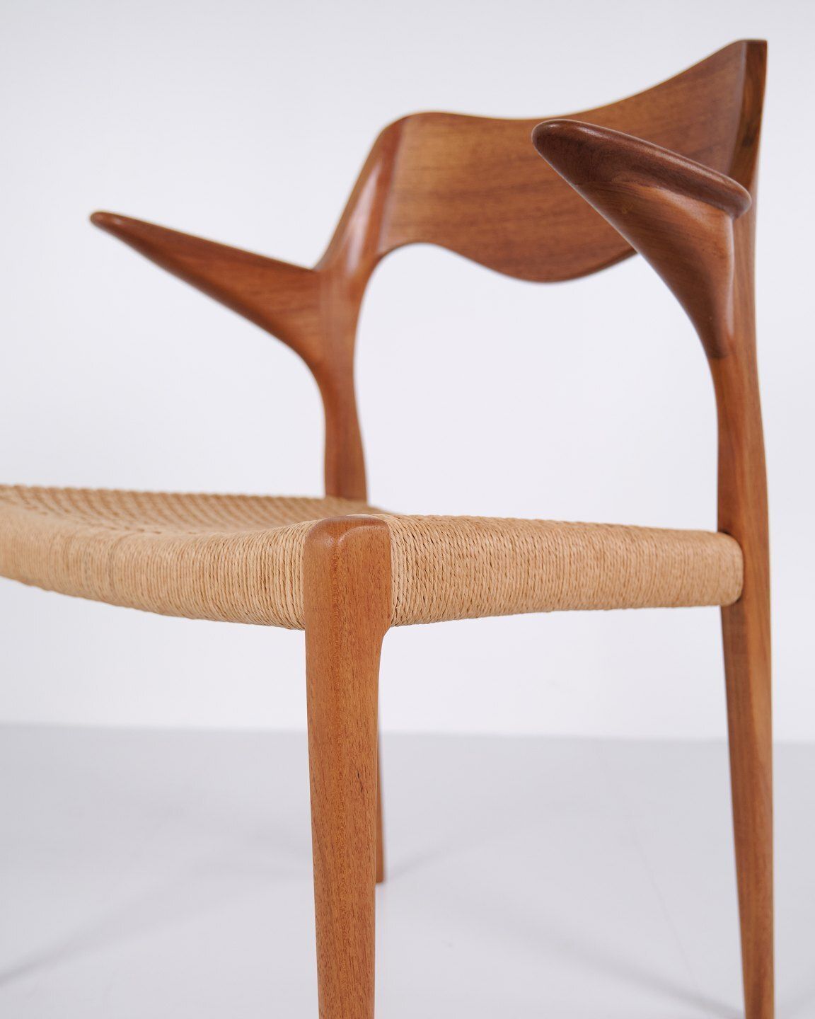 Dining Chair   Model 55   Teak & Wicker   No Møller   Jl Møllers Furniture Factory   1960s photo vintage