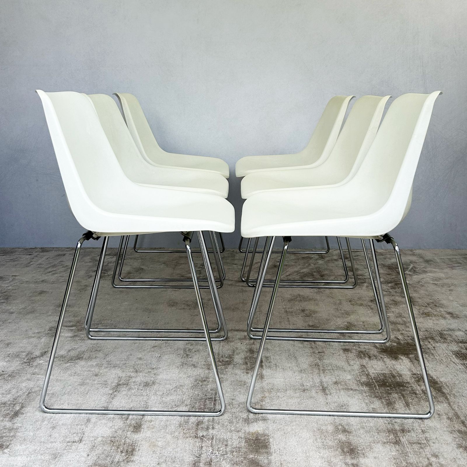 Robin Day Polypropylene Chairs With Chrome Sled Bases For Hille (Set Of Six) photo for sale
