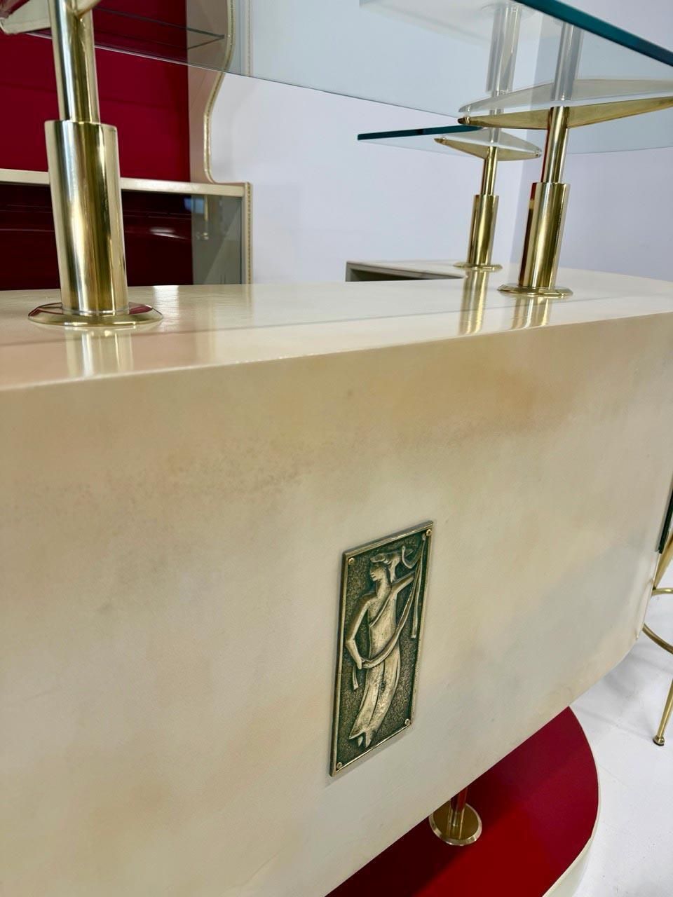 Exceptional Italian Art Deco Parchment Bar, 1950s, Attributed To Gio Ponti photo buy