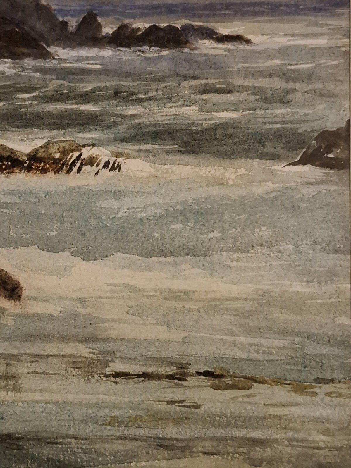 Large Antique Watercolour George Gray Scottish St Abbs Head Cliffs Aitken Dott photo vinterior