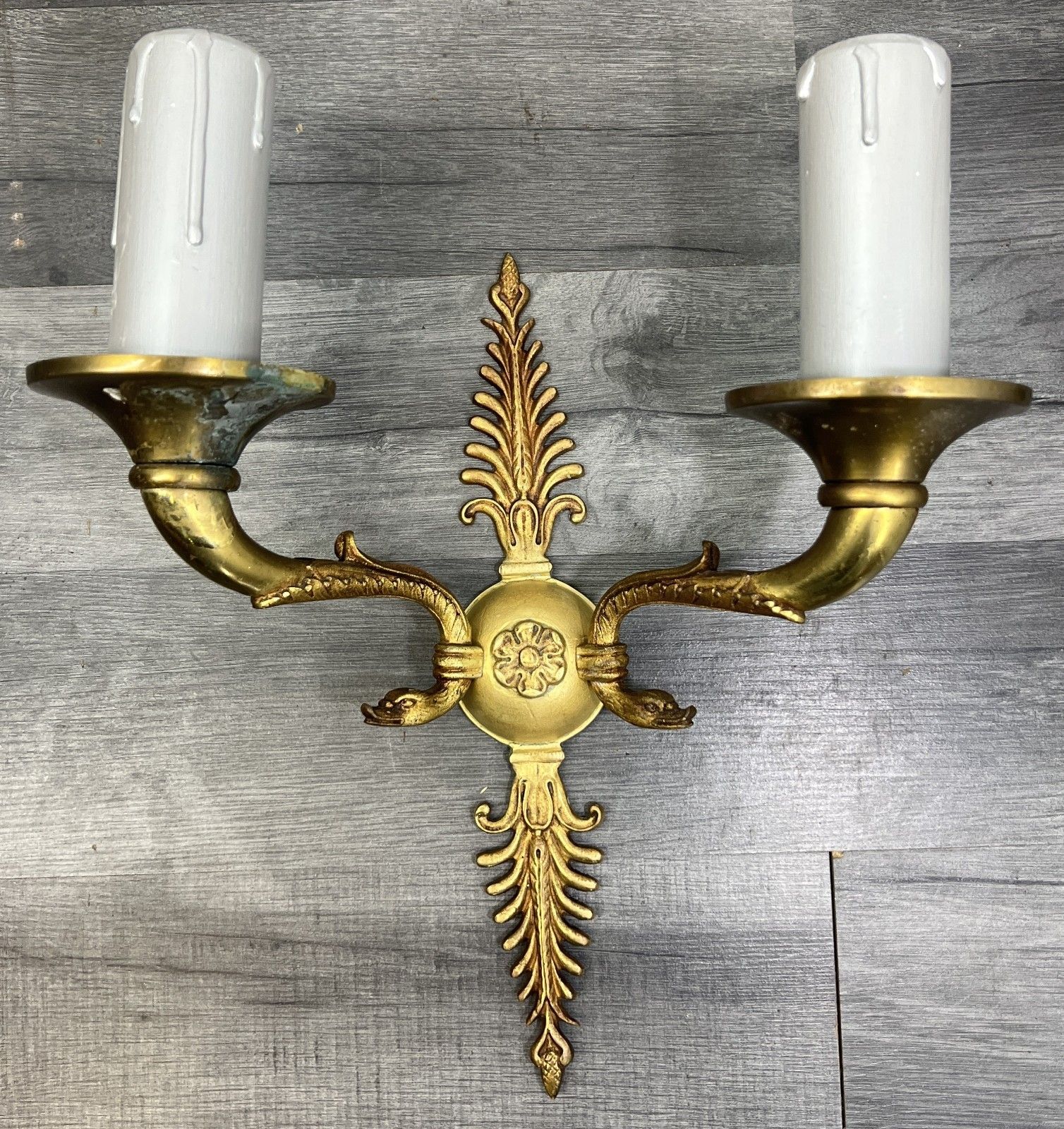 Pair Of Wall Sconces Vintage French Style Ornate Decorative Lighting Lot 4771 photo for sale