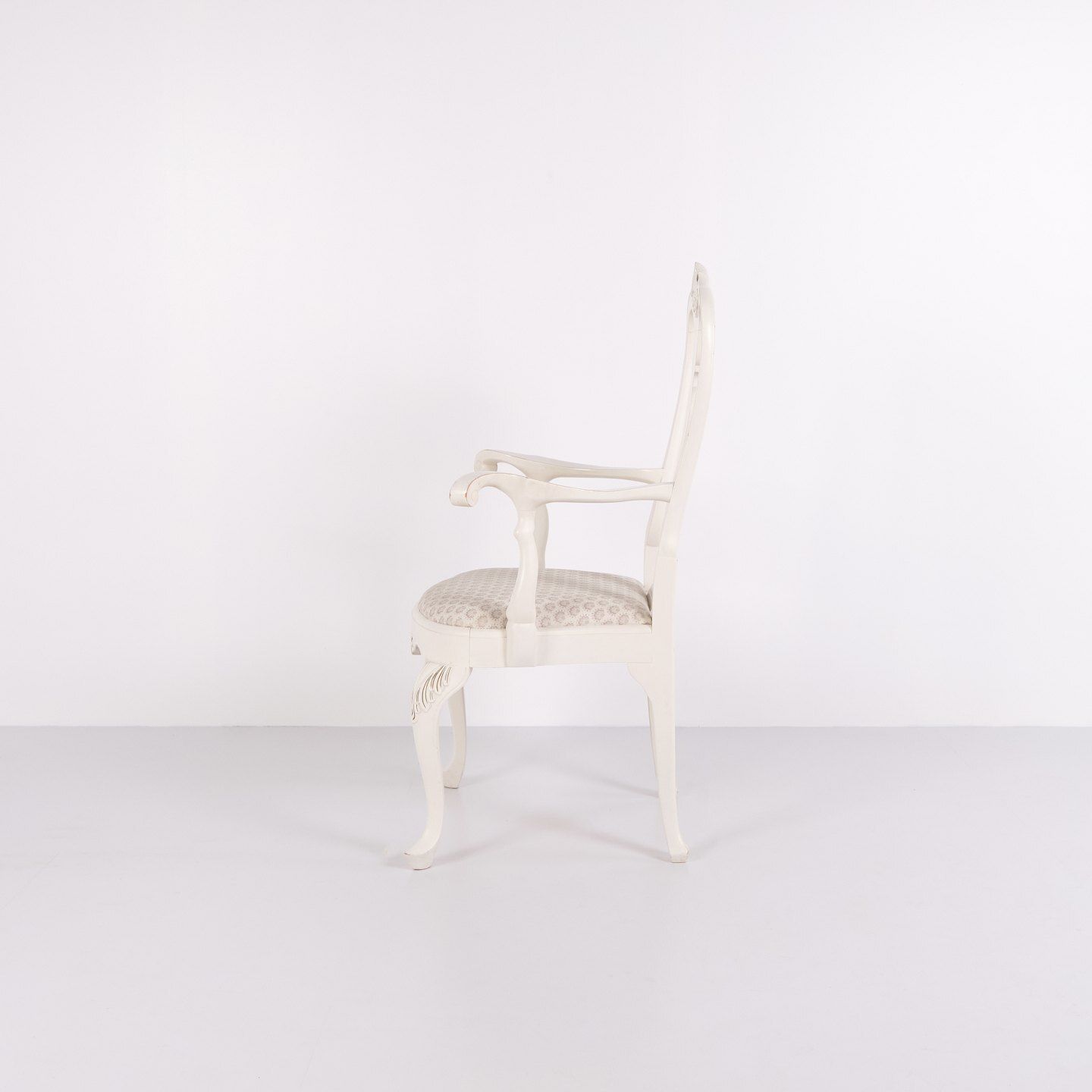 A Pair Of Armchairs – New Rococo Style – White Painted With Decorative Details – Year 1920s photo for sale