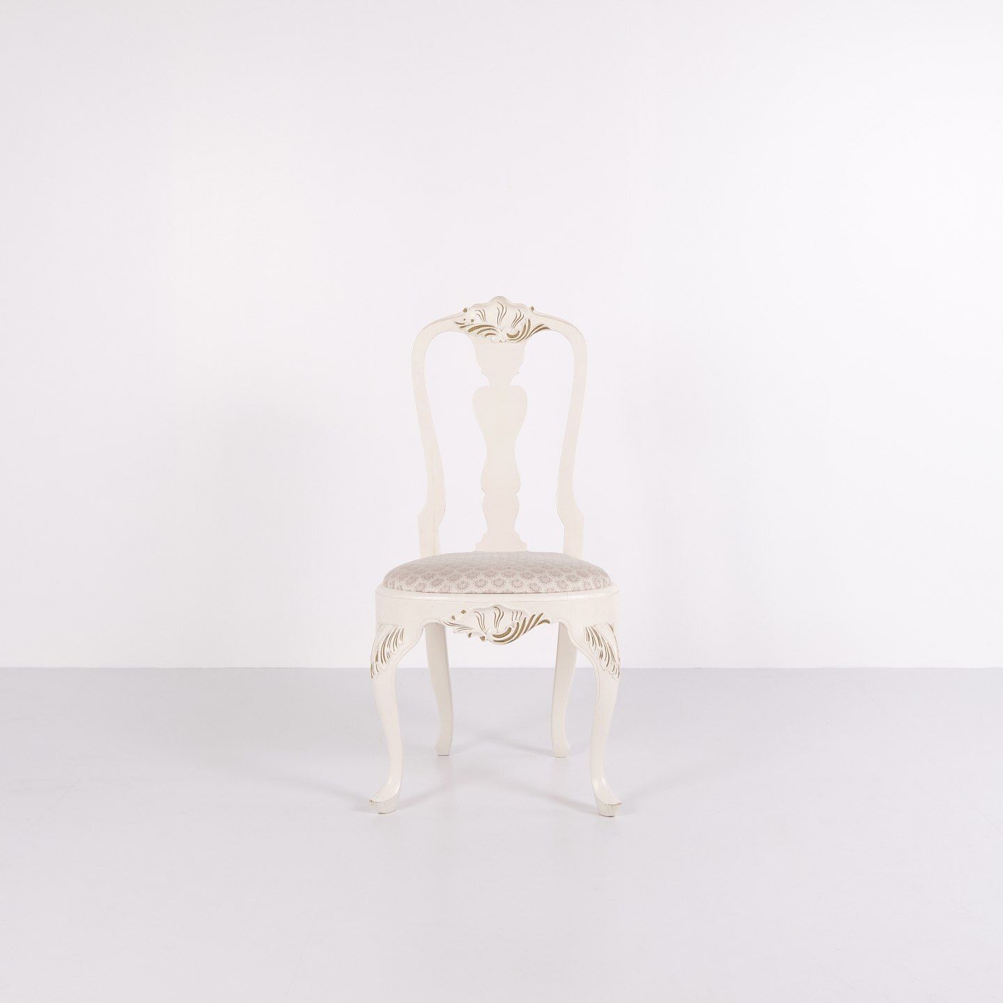 Set Of Six Dining Chairs   New Rococo Style   White Painted With Decorative Details   Year 1920s photo furniture