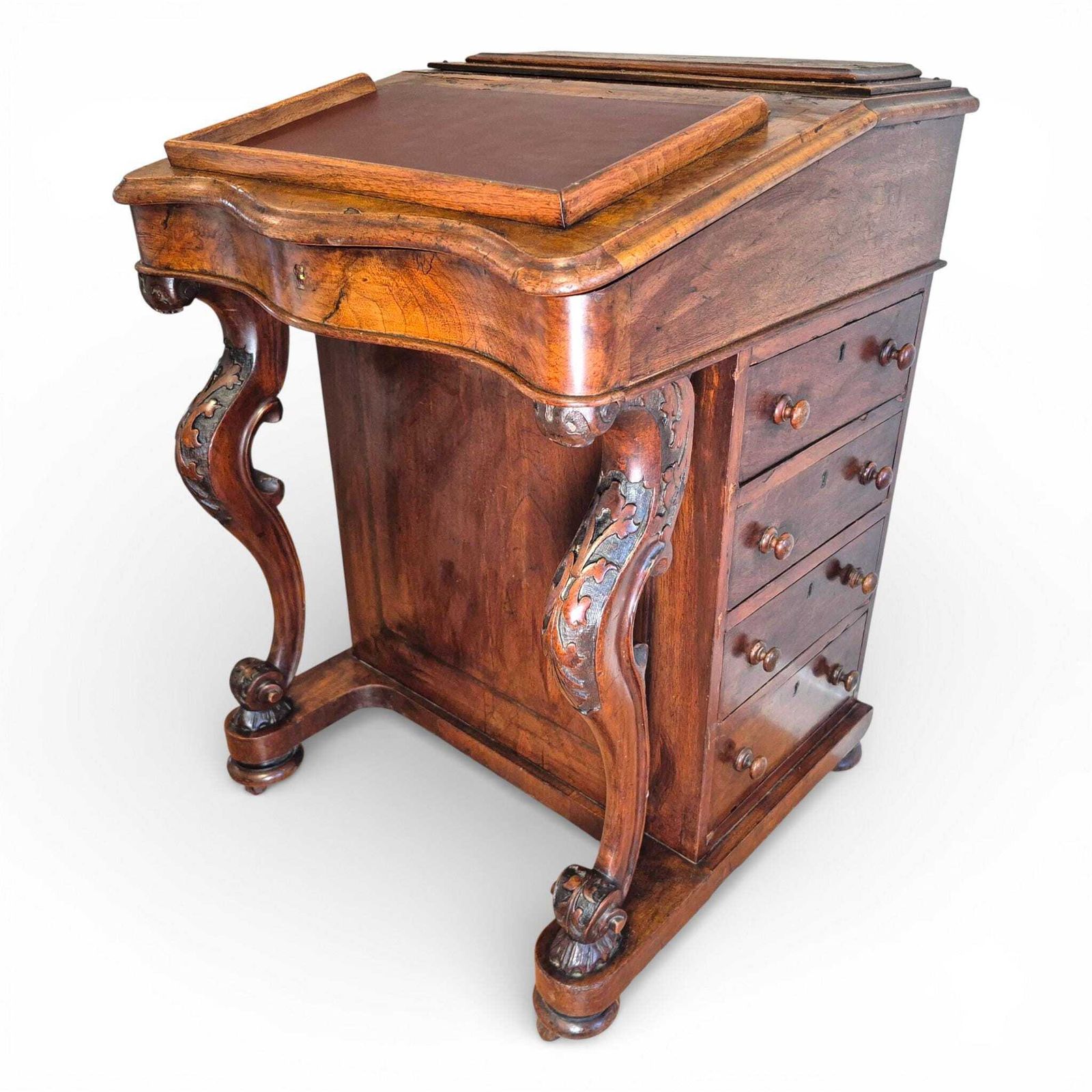 795.0 Antique Victorian Walnut Davenport Writing Desk | 19th Century Sloping Bureau photo