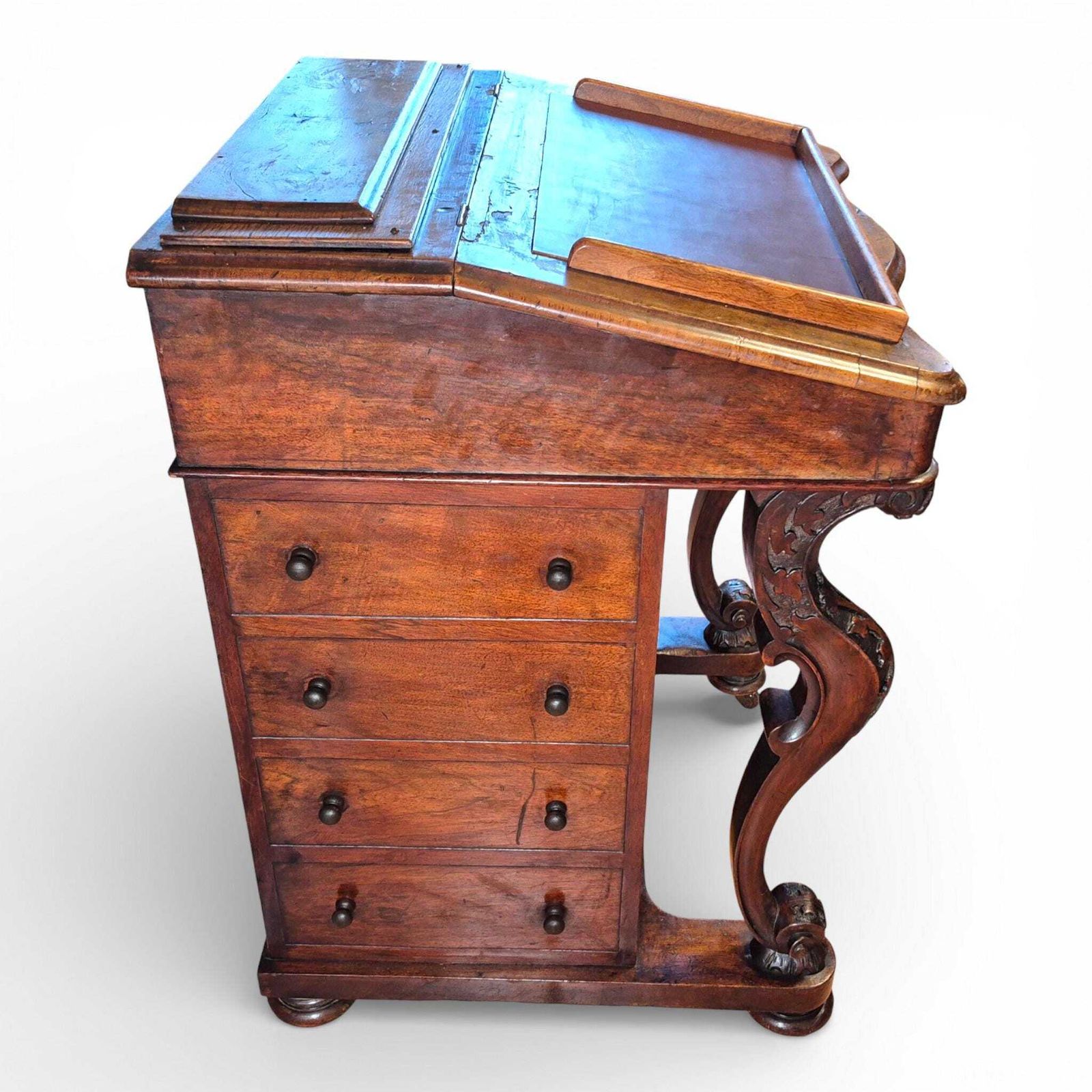 photo vintage Antique Victorian Walnut Davenport Writing Desk | 19th Century Sloping Bureau